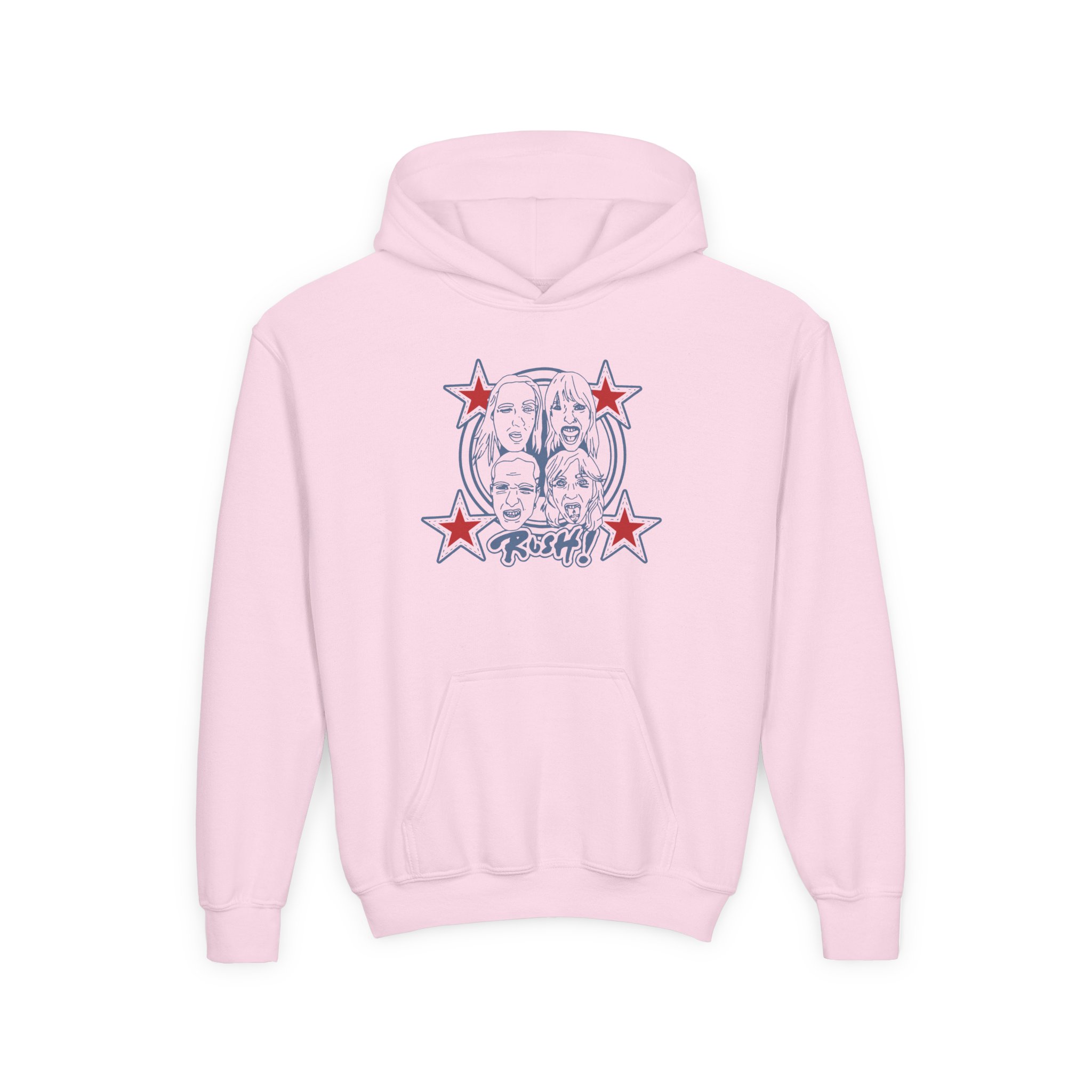 Maneskin RUSH! Faces & Red Starz Youth Heavy Blend Hooded Sweatshirt - Image 5
