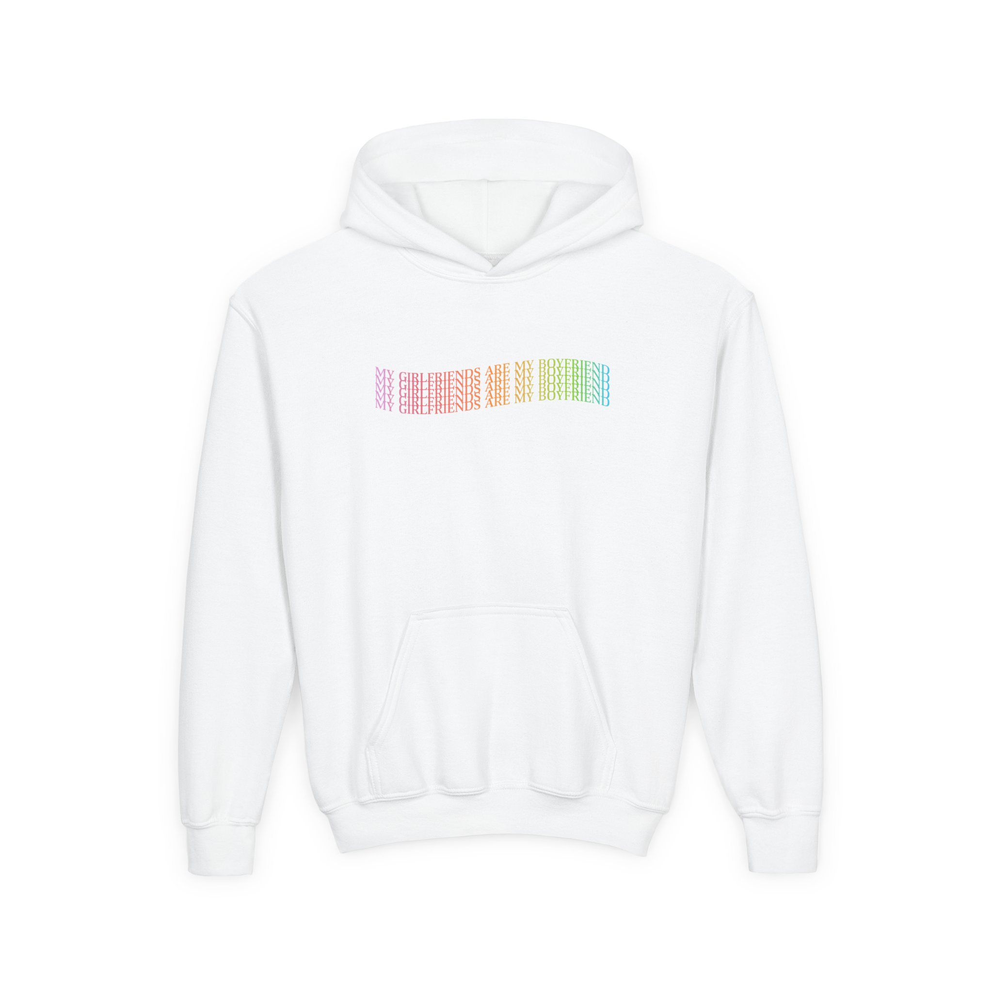 D L My Girlfriends Are My Boyfriend Pride Youth Heavy Blend Hooded Sweatshirt
