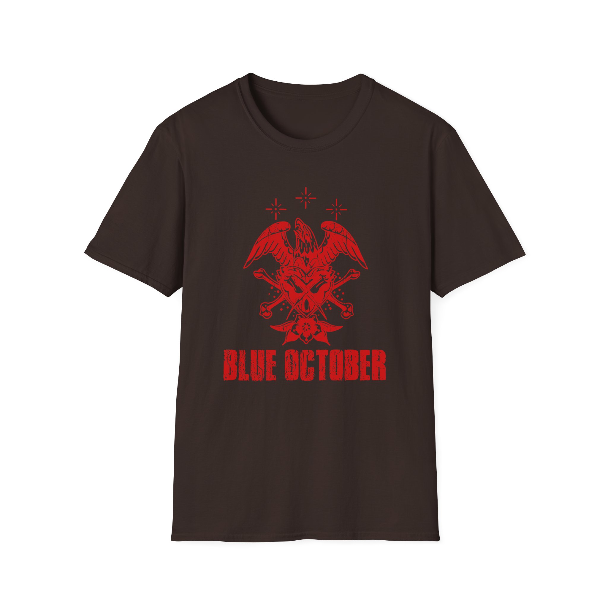 Blue October Heart Eagle Splatter Unisex Softstyle T-Shirt - Image 5