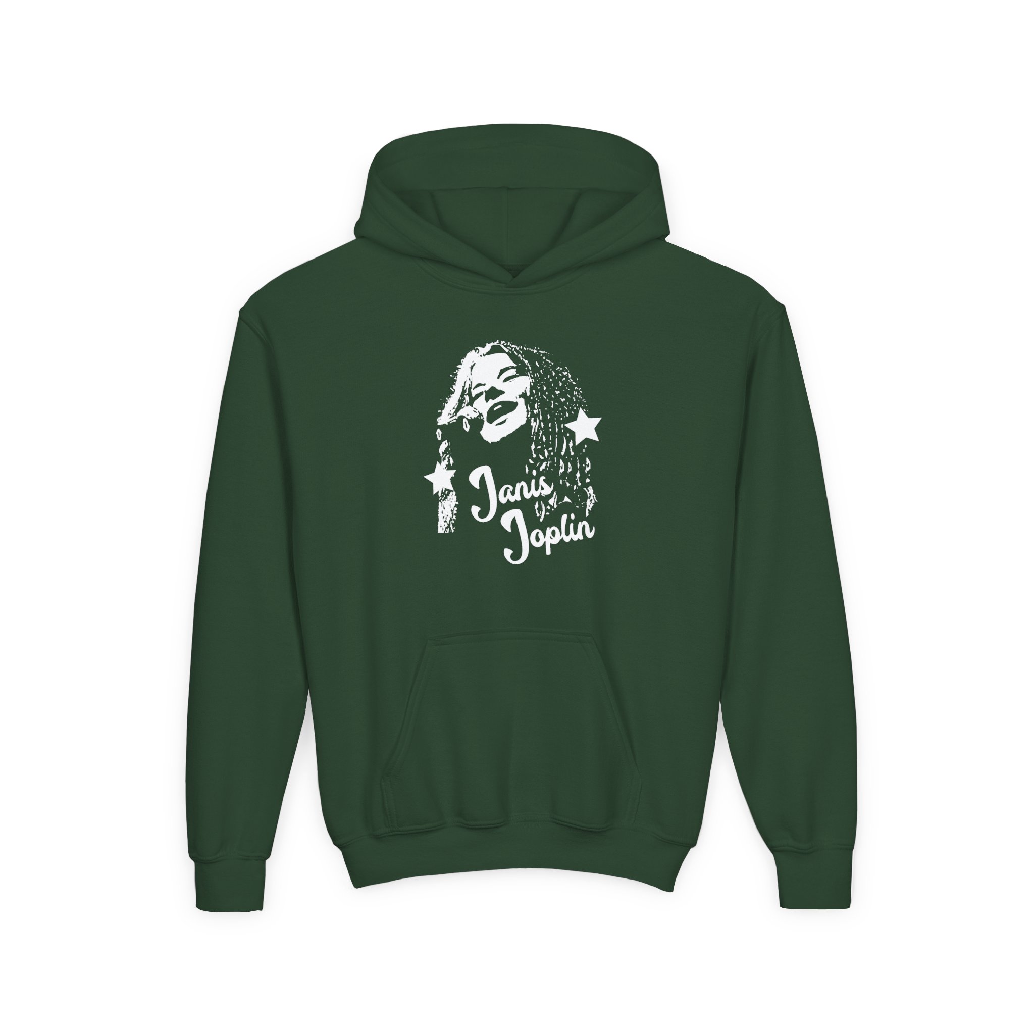 Janis Joplin Photo Youth Heavy Blend Hooded Sweatshirt - Image 3