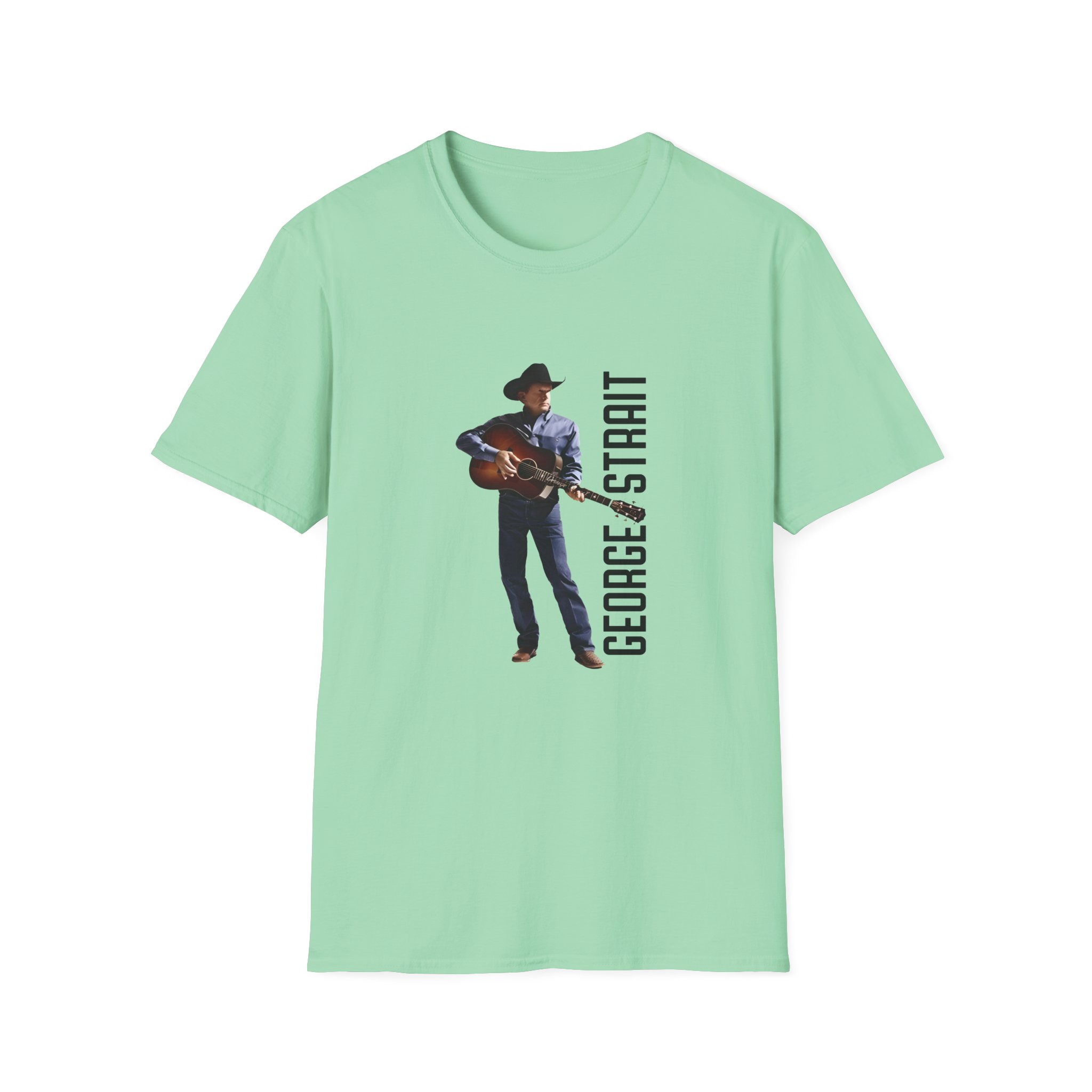 George Strait Heather Denim Silhouette Unisex Softstyle T-Shirt - Image 17