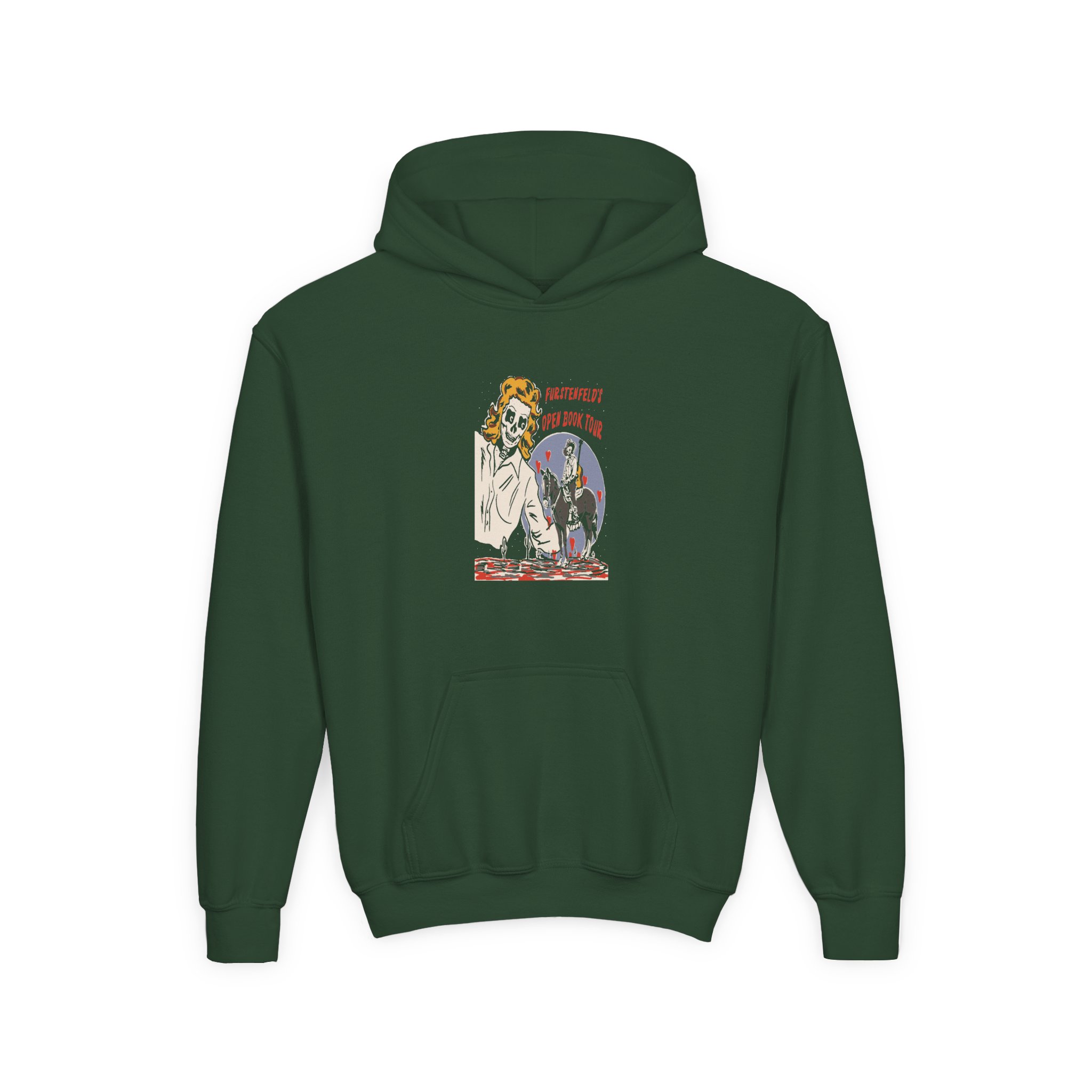 Blue October Open Book Skeleton Cowboy Youth Heavy Blend Hooded Sweatshirt - Image 3