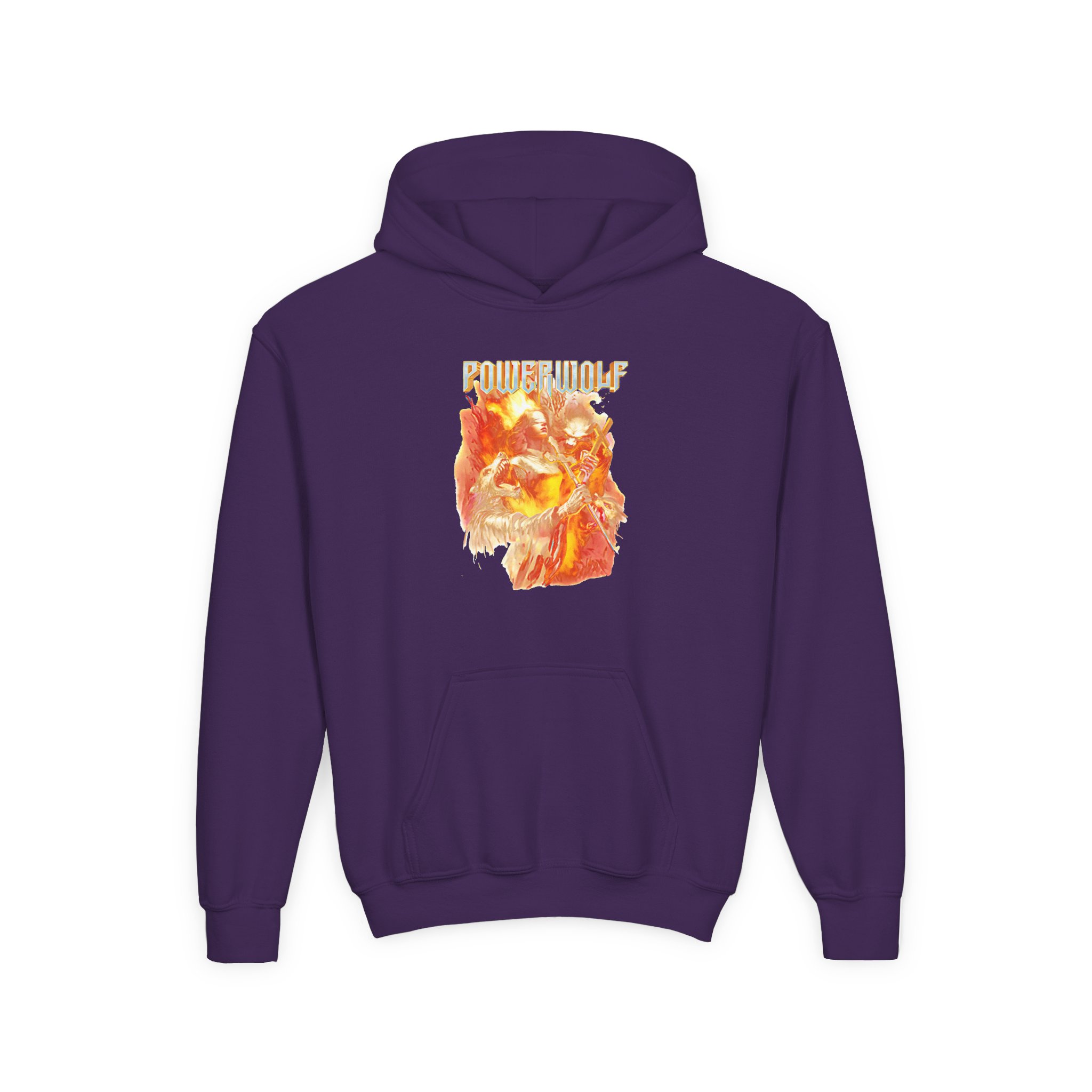 Powerwolf Joan of Arc Youth Heavy Blend Hooded Sweatshirt - Image 5