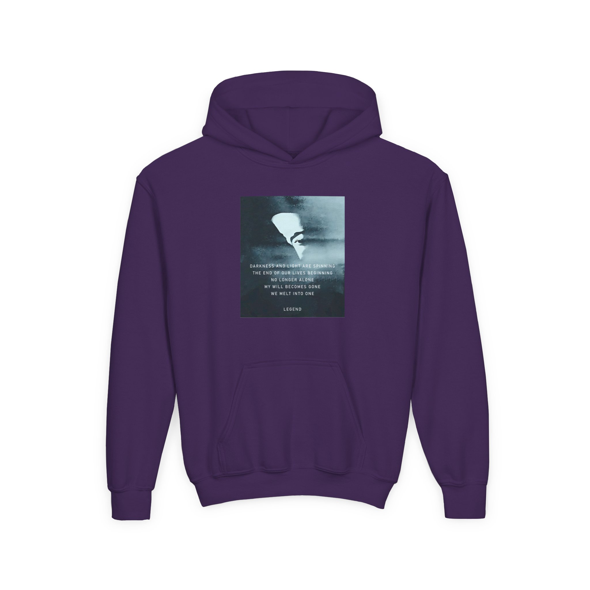 John Legend Darkness Lyrics Youth Heavy Blend Hooded Sweatshirt - Image 9