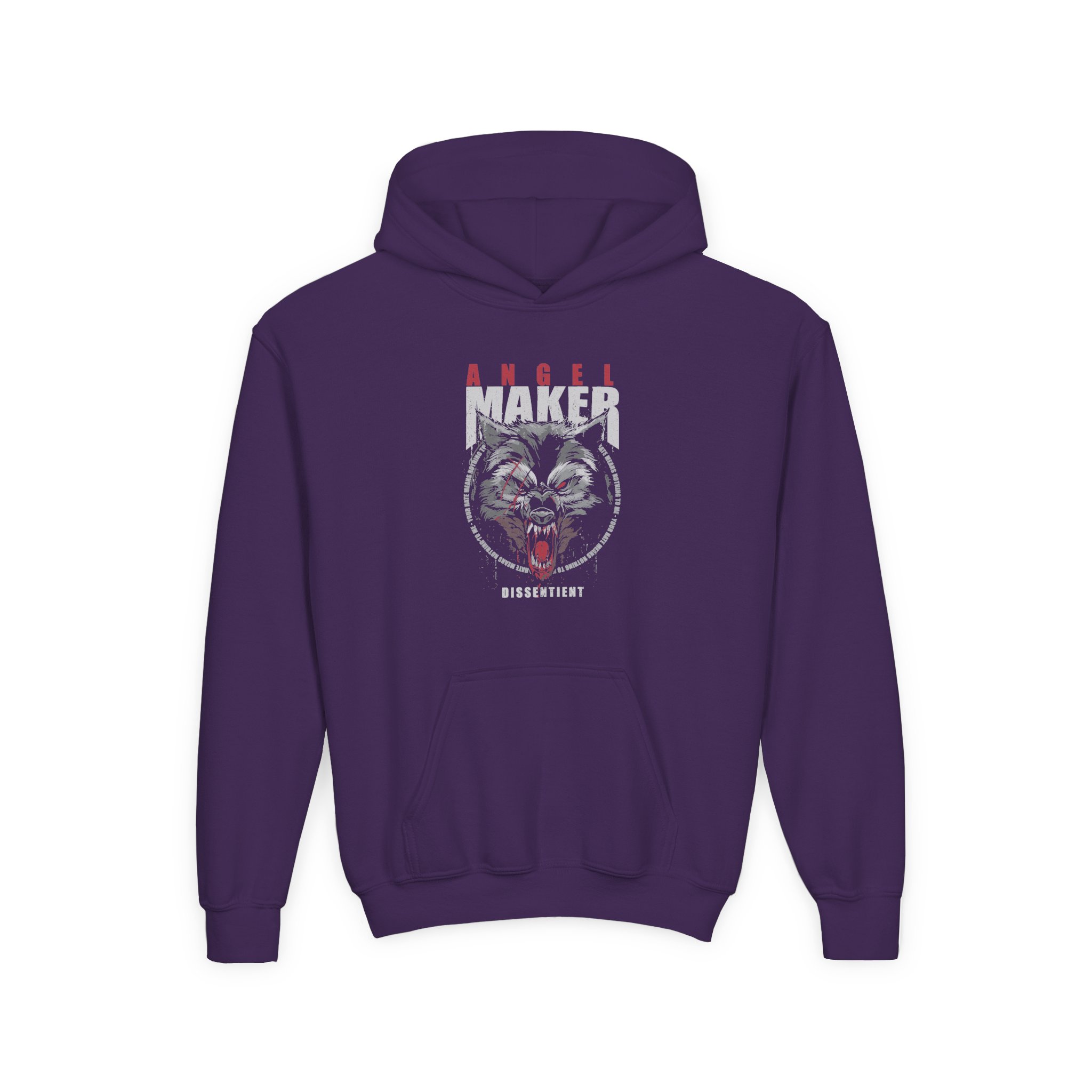 Angelmaker Battle Wolf Youth Heavy Blend Hooded Sweatshirt - Image 9