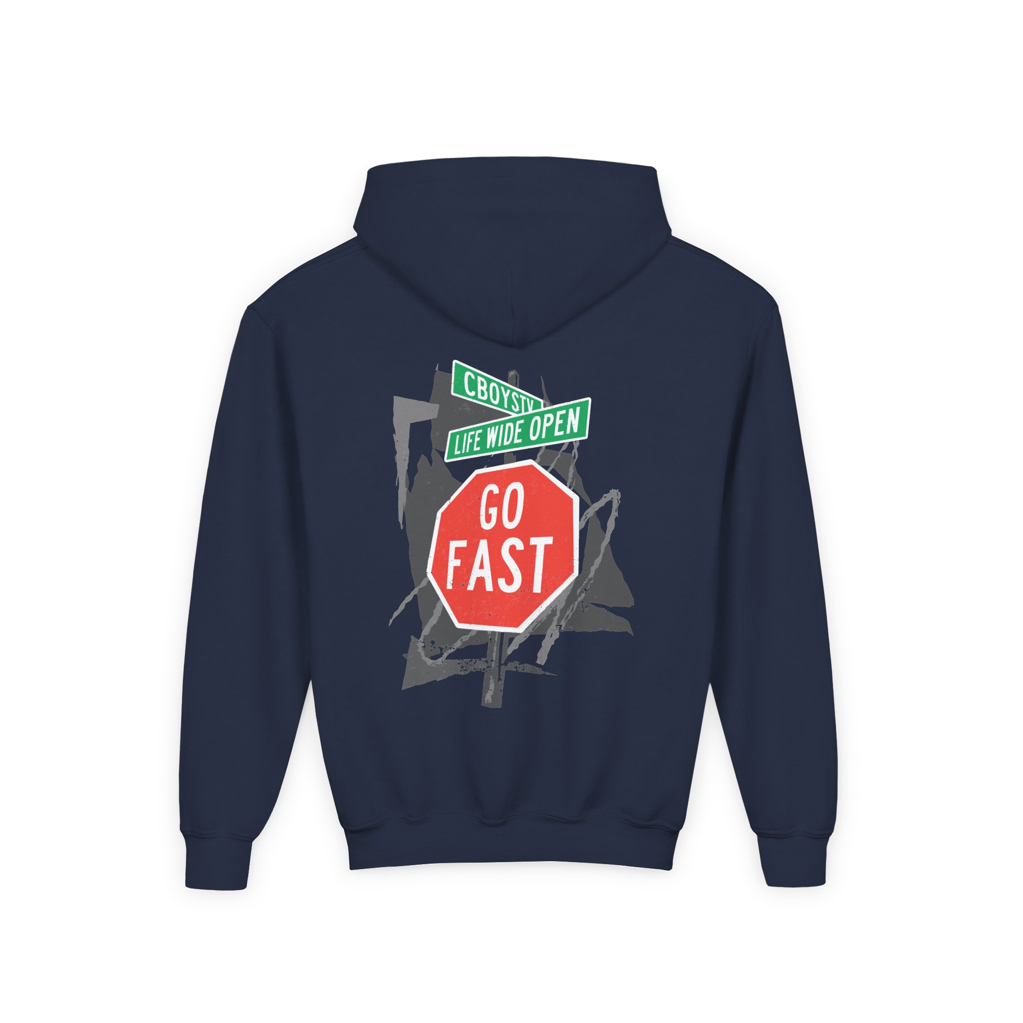 Cboystv Street Sign Youth Heavy Blend Hooded Sweatshirt - Image 8