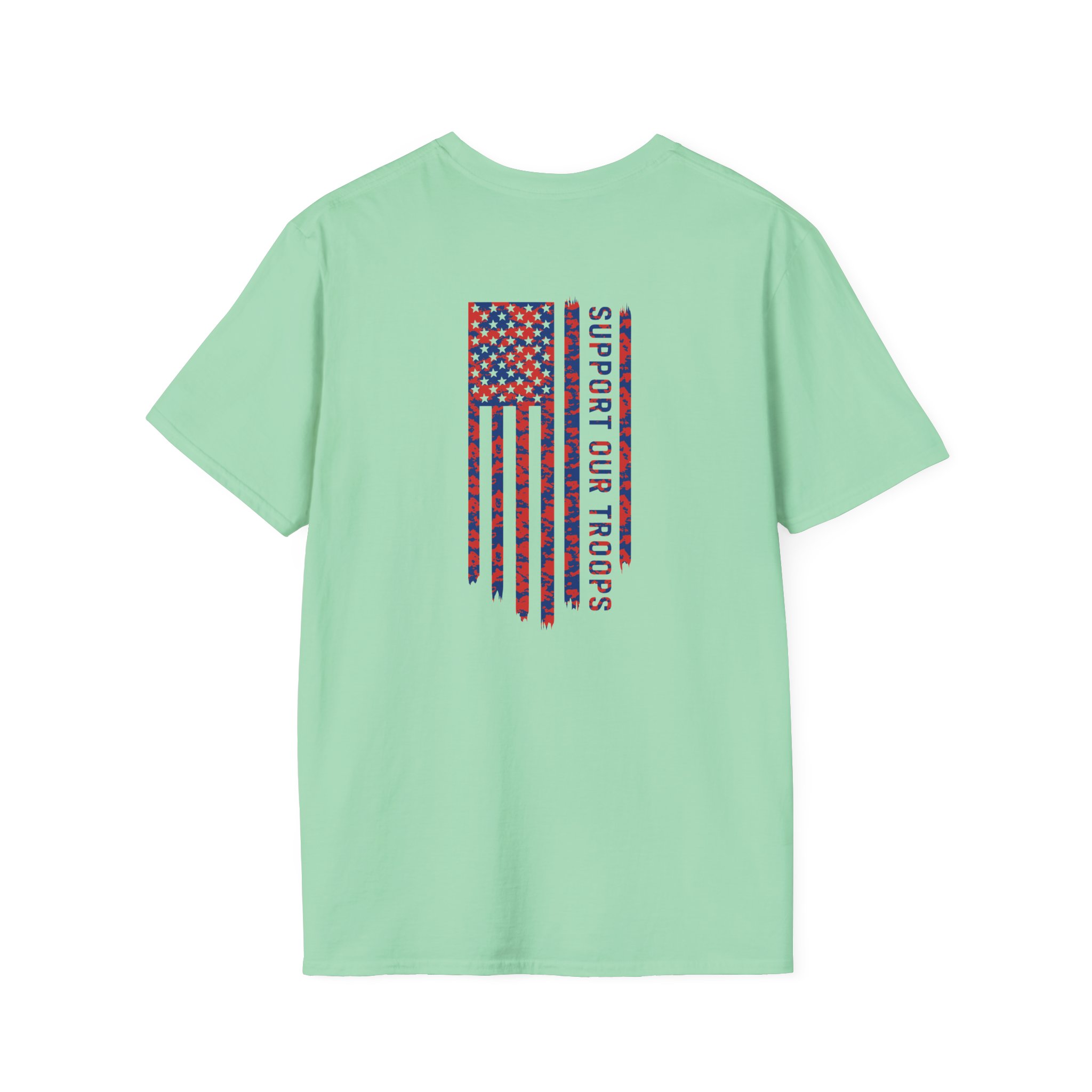 Valuetainment Men's USA Distress Flag Unisex Softstyle T-Shirt - Image 14
