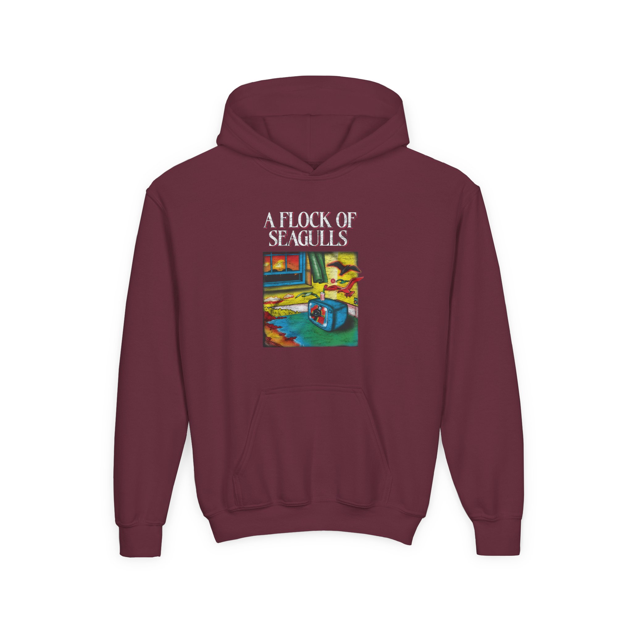 A Flock of Seagulls I Ran Tour Youth Heavy Blend Hooded Sweatshirt - Image 3
