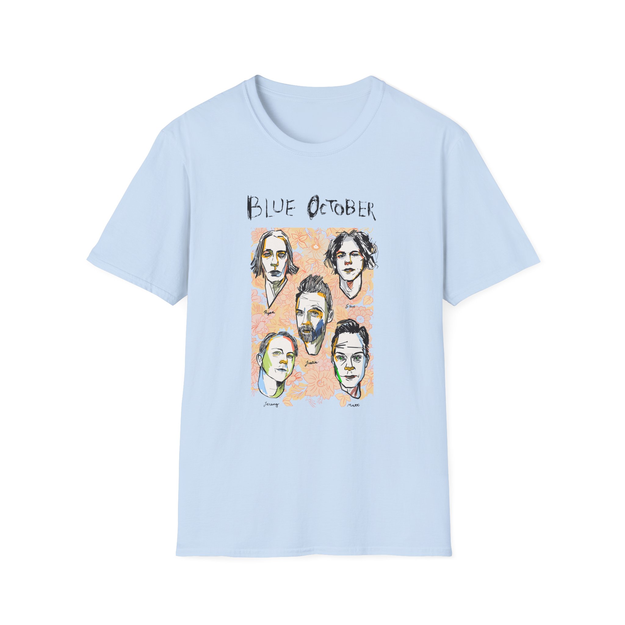 Blue October Caricature Unisex Softstyle T-Shirt - Image 11