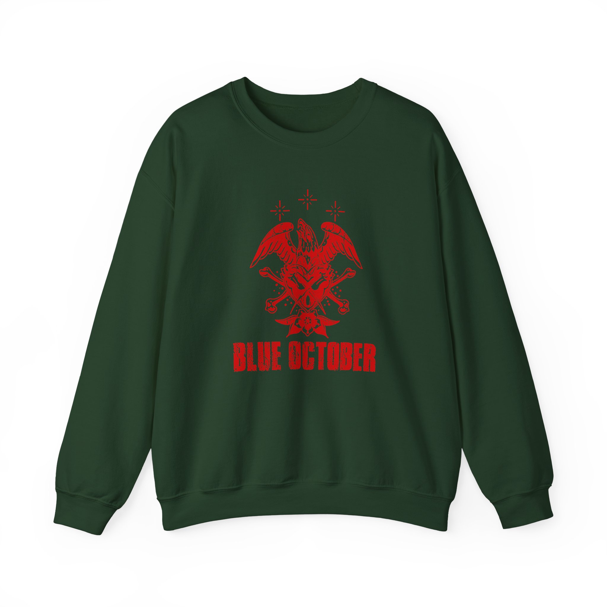 Blue October Heart Eagle Splatter Unisex Heavy Blend™ Crewneck Sweatshirt - Image 5