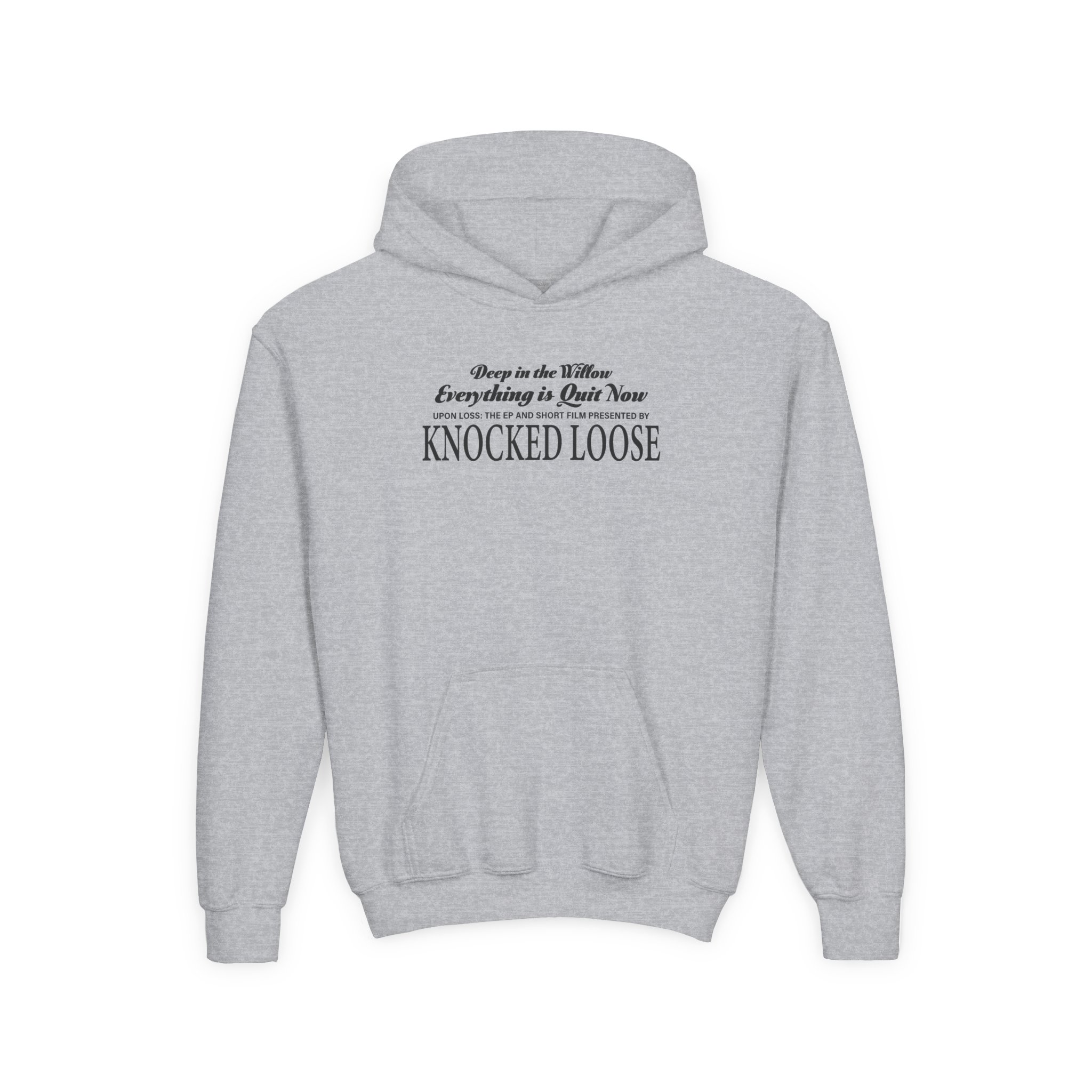 Knocked Loose Quiet Now Youth Heavy Blend Hooded Sweatshirt - Image 3