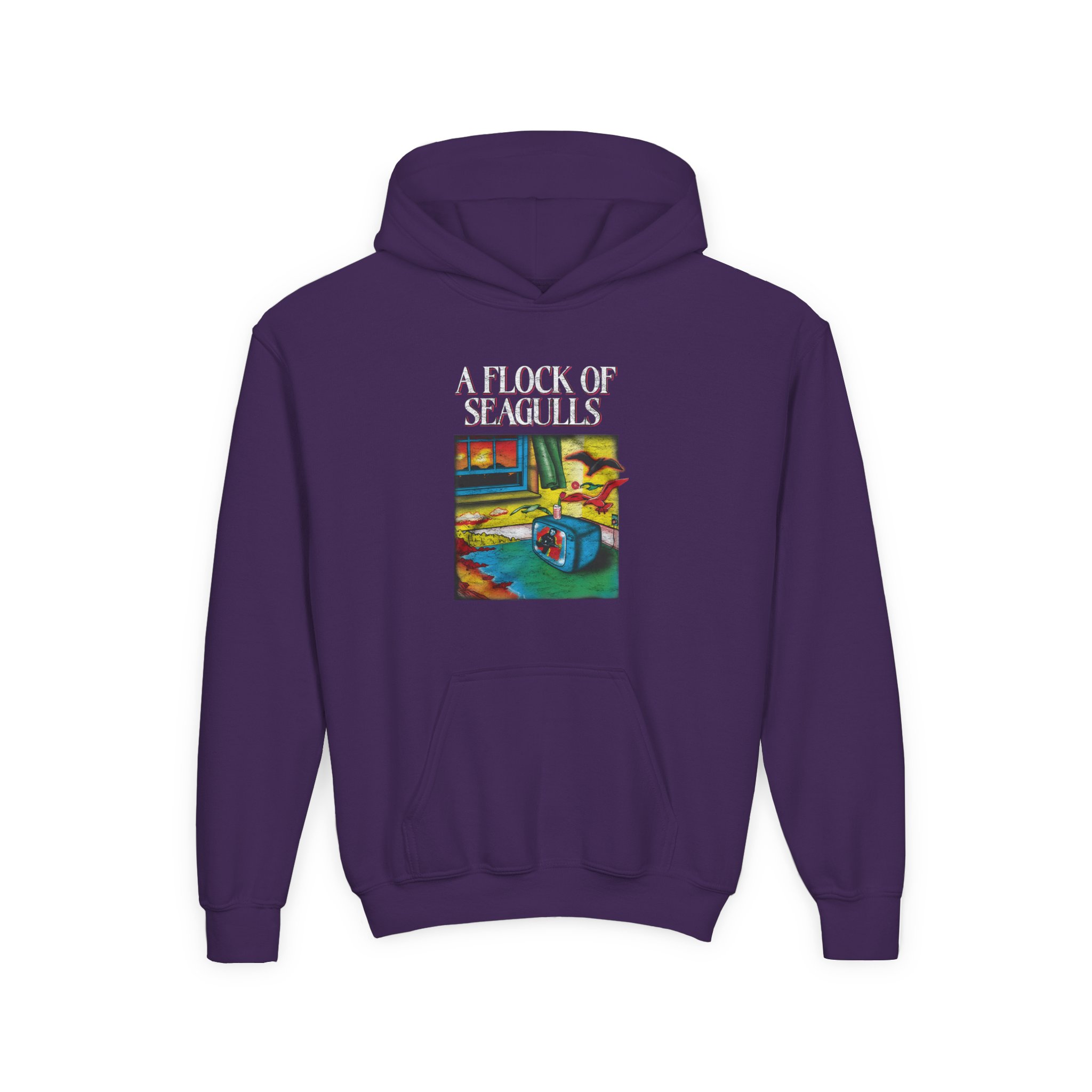 A Flock of Seagulls I Ran Tour Youth Heavy Blend Hooded Sweatshirt - Image 9