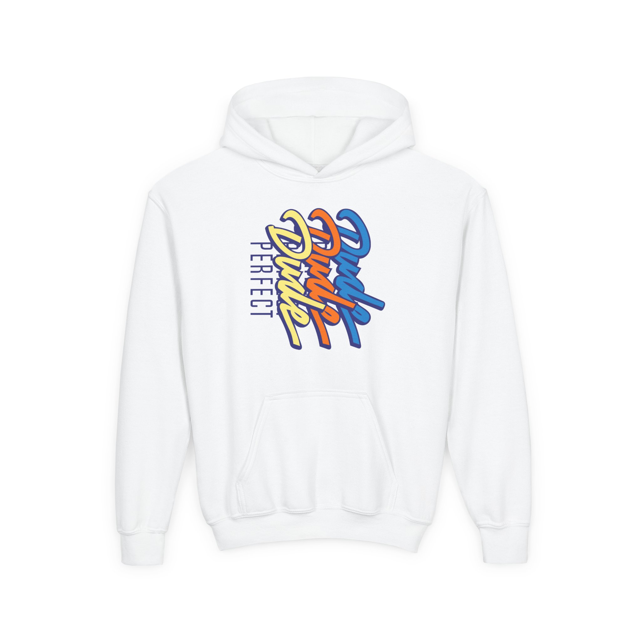 Dude Perfect Stacked Script Youth Heavy Blend Hooded Sweatshirt - Image 3