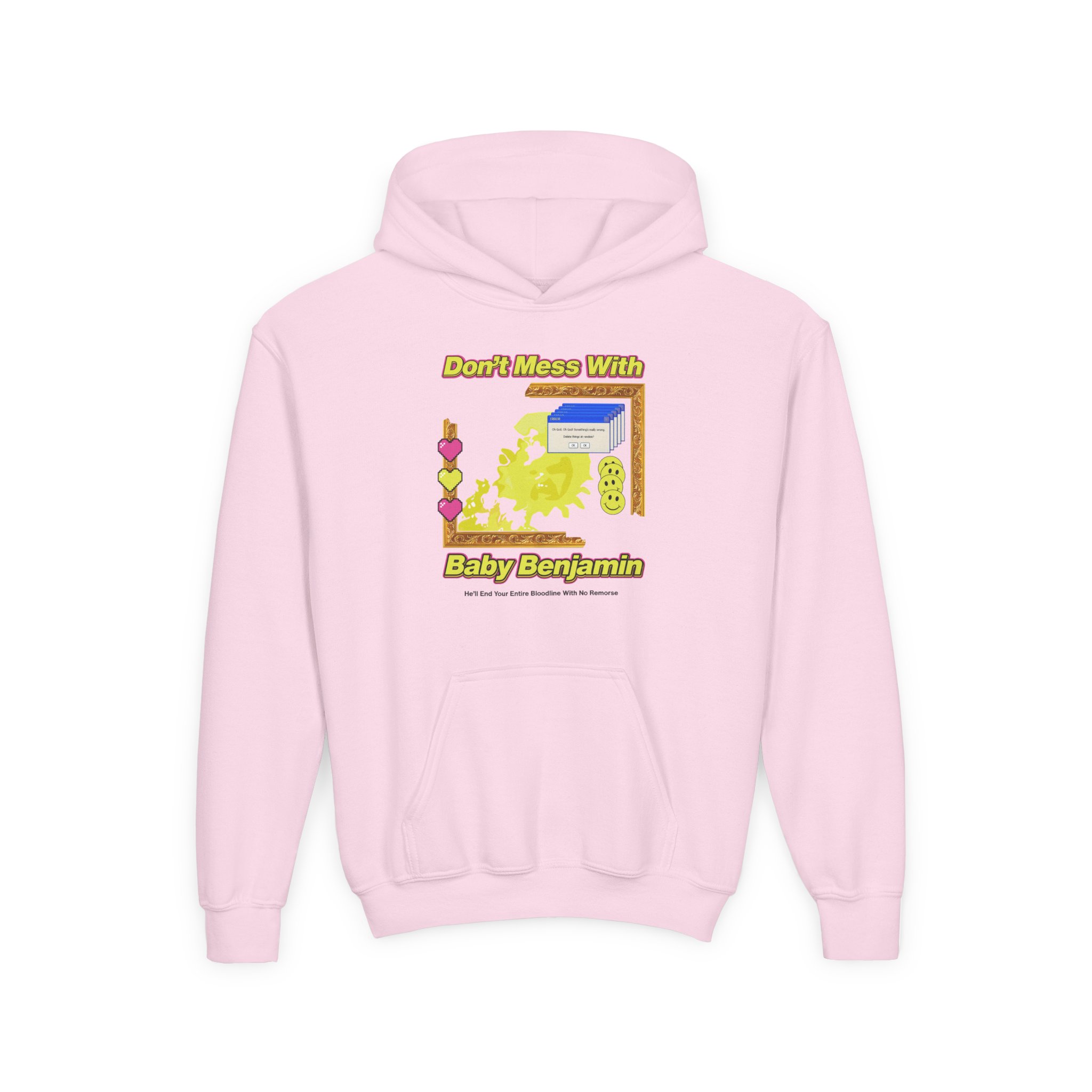 Garrett Watts Don't Mess With Baby Benjamin Youth Heavy Blend Hooded Sweatshirt - Image 13