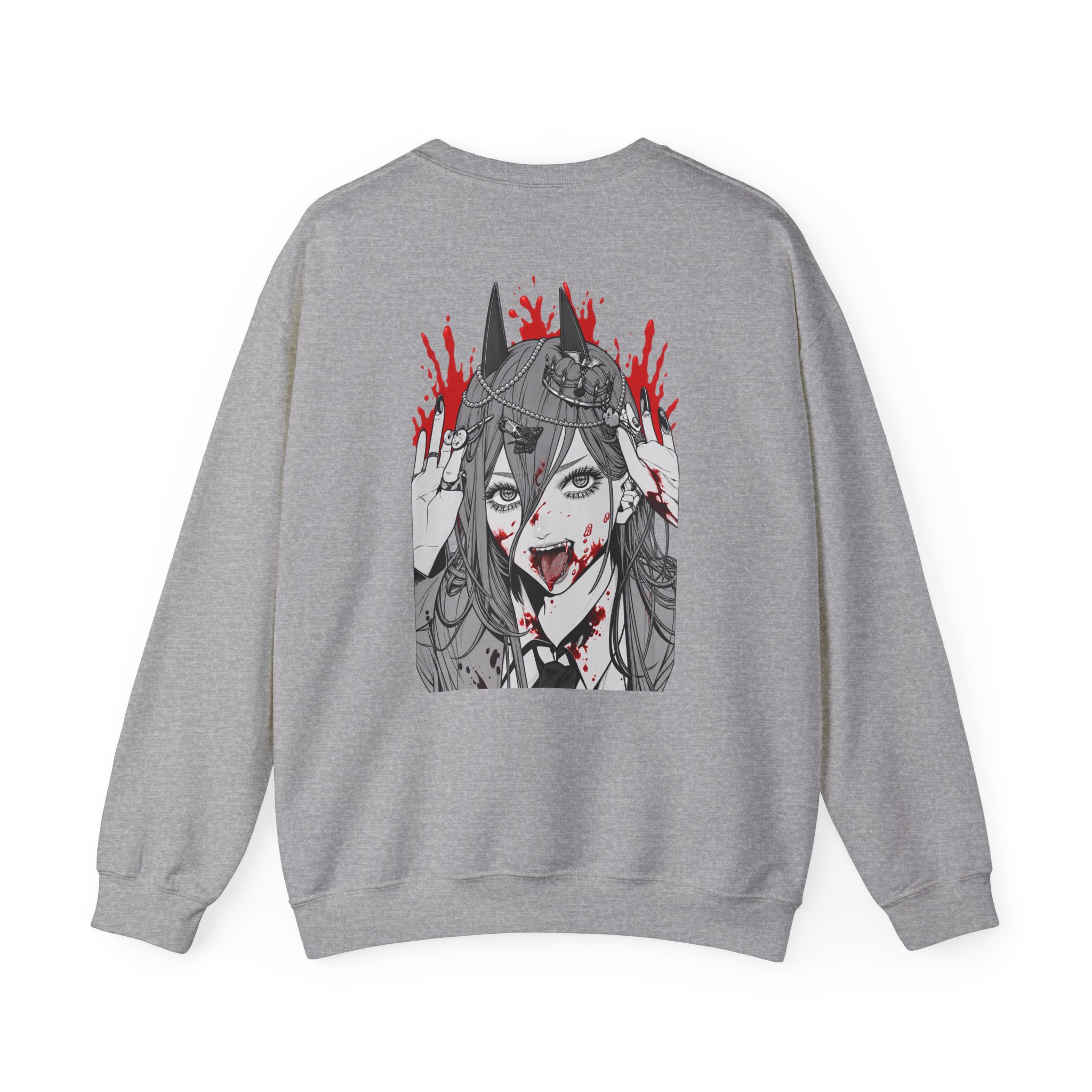 Chainsaw Man Power Grey Melange Unisex Heavy Blend™ Crewneck Sweatshirt - Image 2