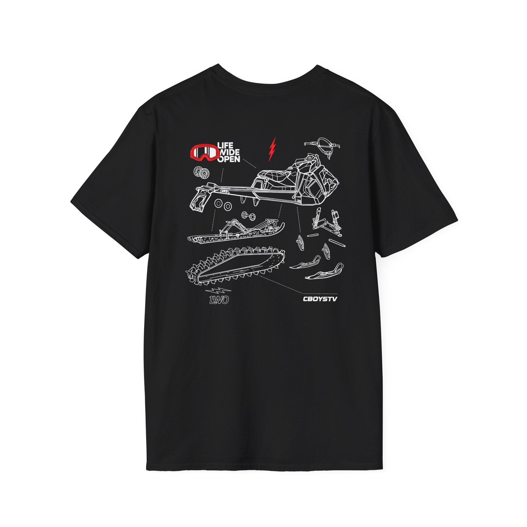 Cboystv Snowmobile Blowup Unisex Softstyle T-Shirt - Image 2