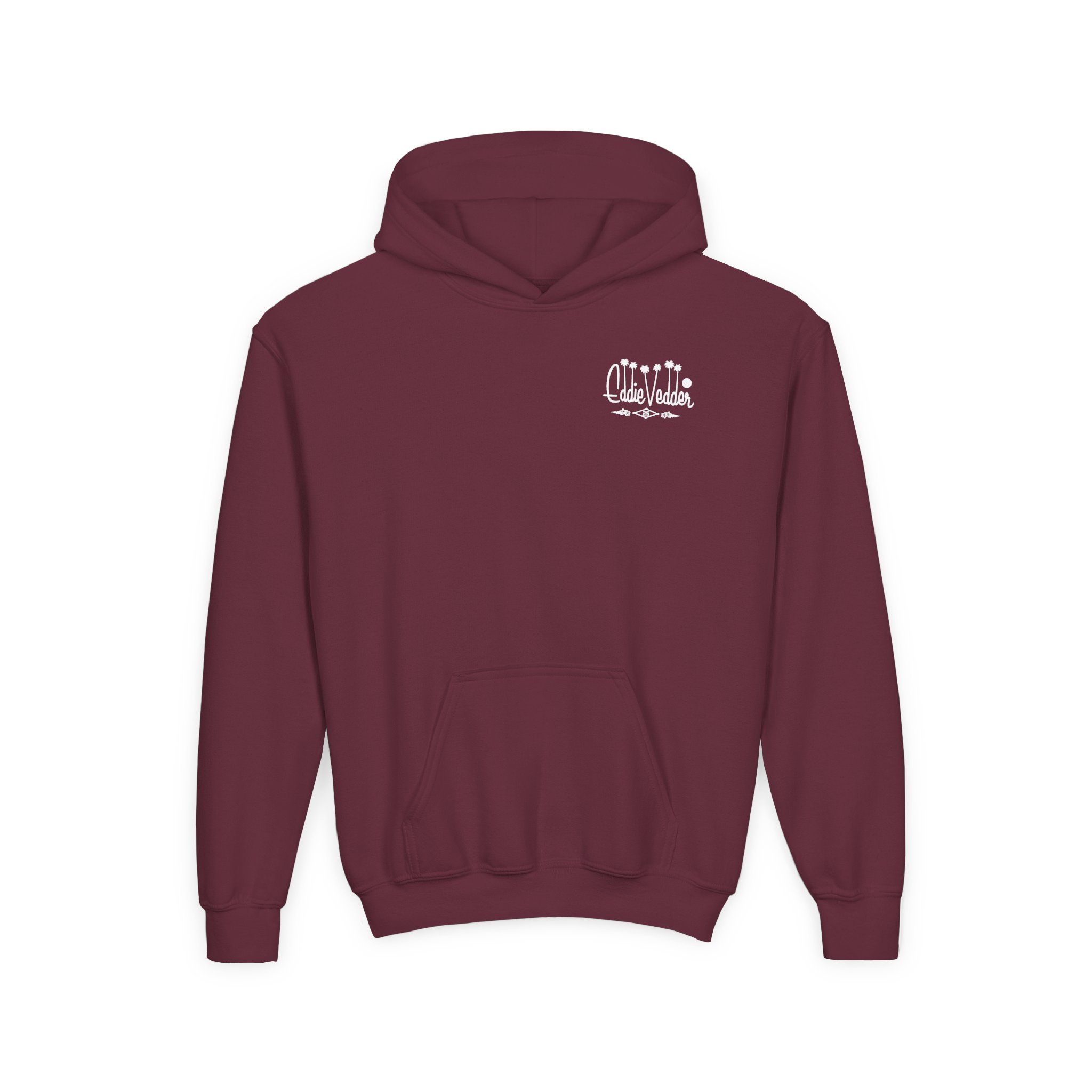 Eddie Vedder Palm Script Youth Heavy Blend Hooded Sweatshirt - Image 3