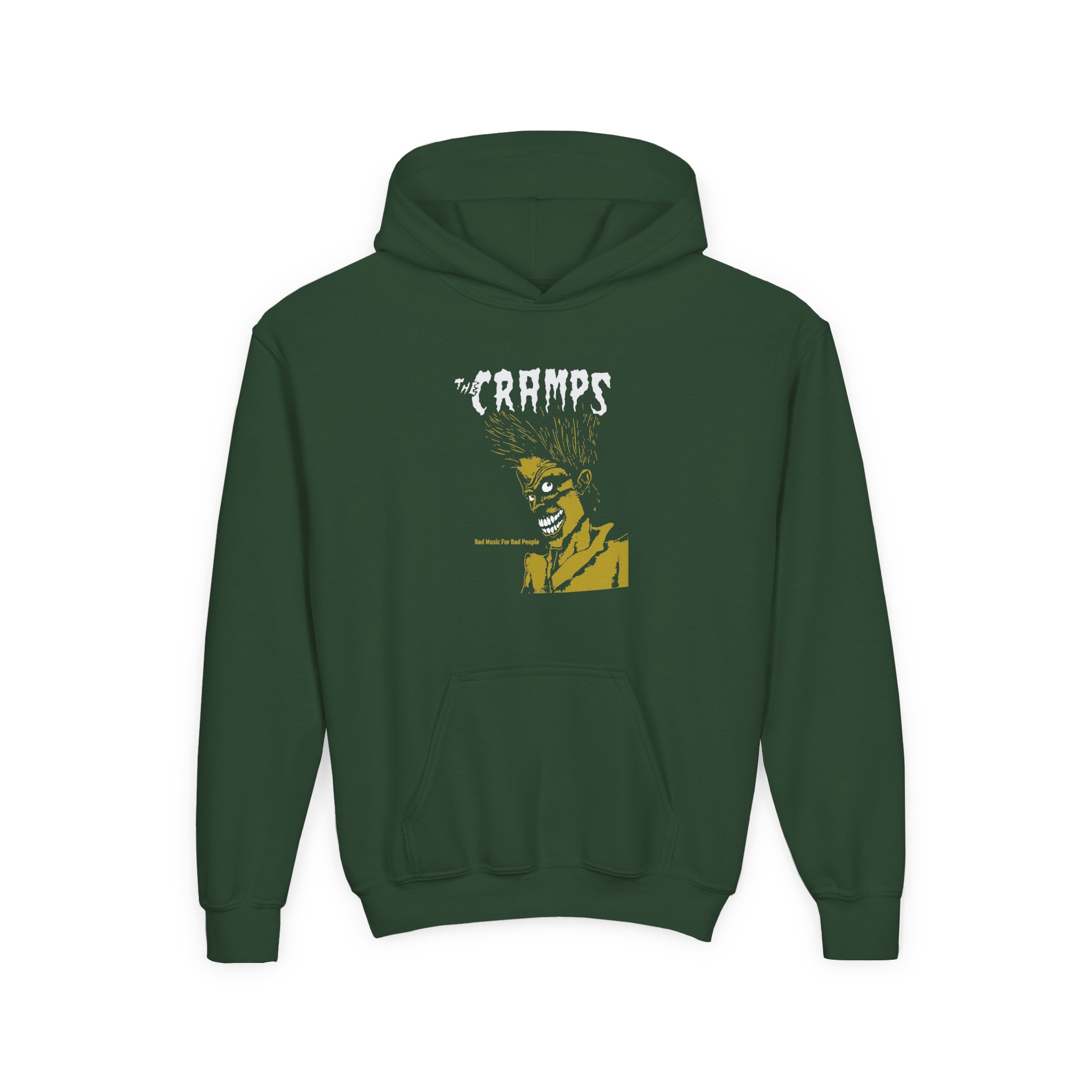 The Cramps Bad Music for Bad People Youth Heavy Blend Hooded Sweatshirt - Image 3