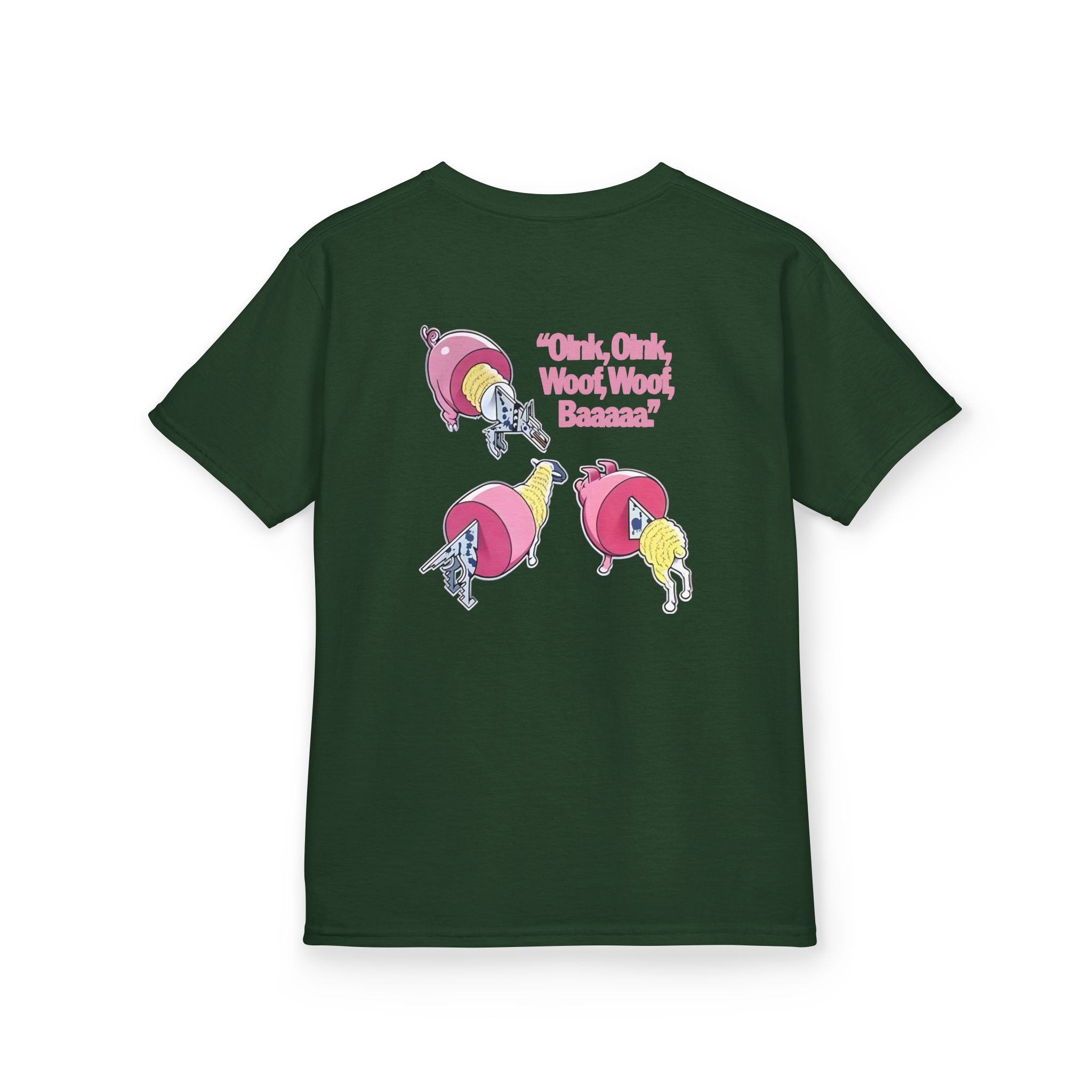 Pink Floyd Animals Oink Oink Kids Pink Retro Cartoon Graphic Tee - Image 8