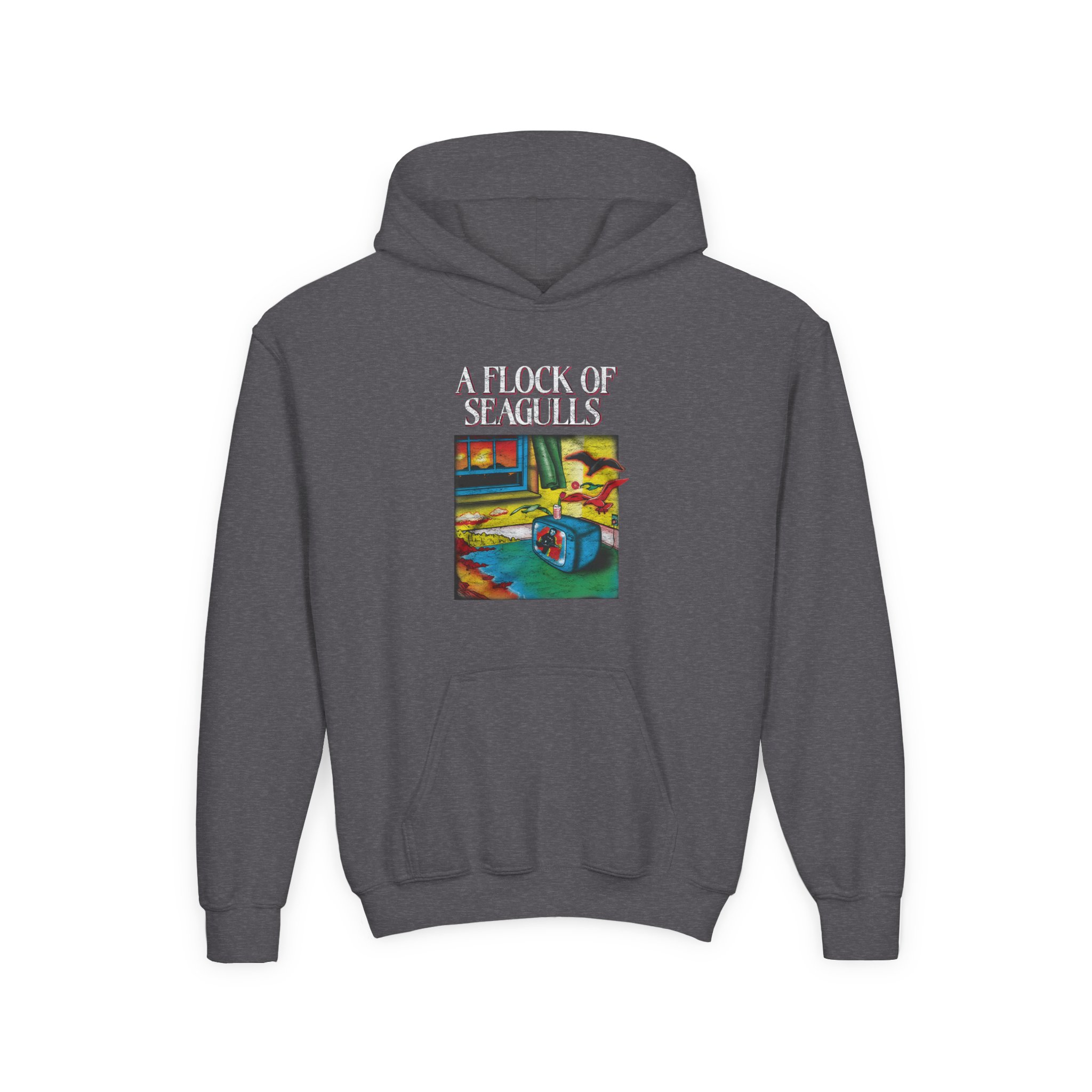A Flock of Seagulls I Ran Tour Youth Heavy Blend Hooded Sweatshirt - Image 5