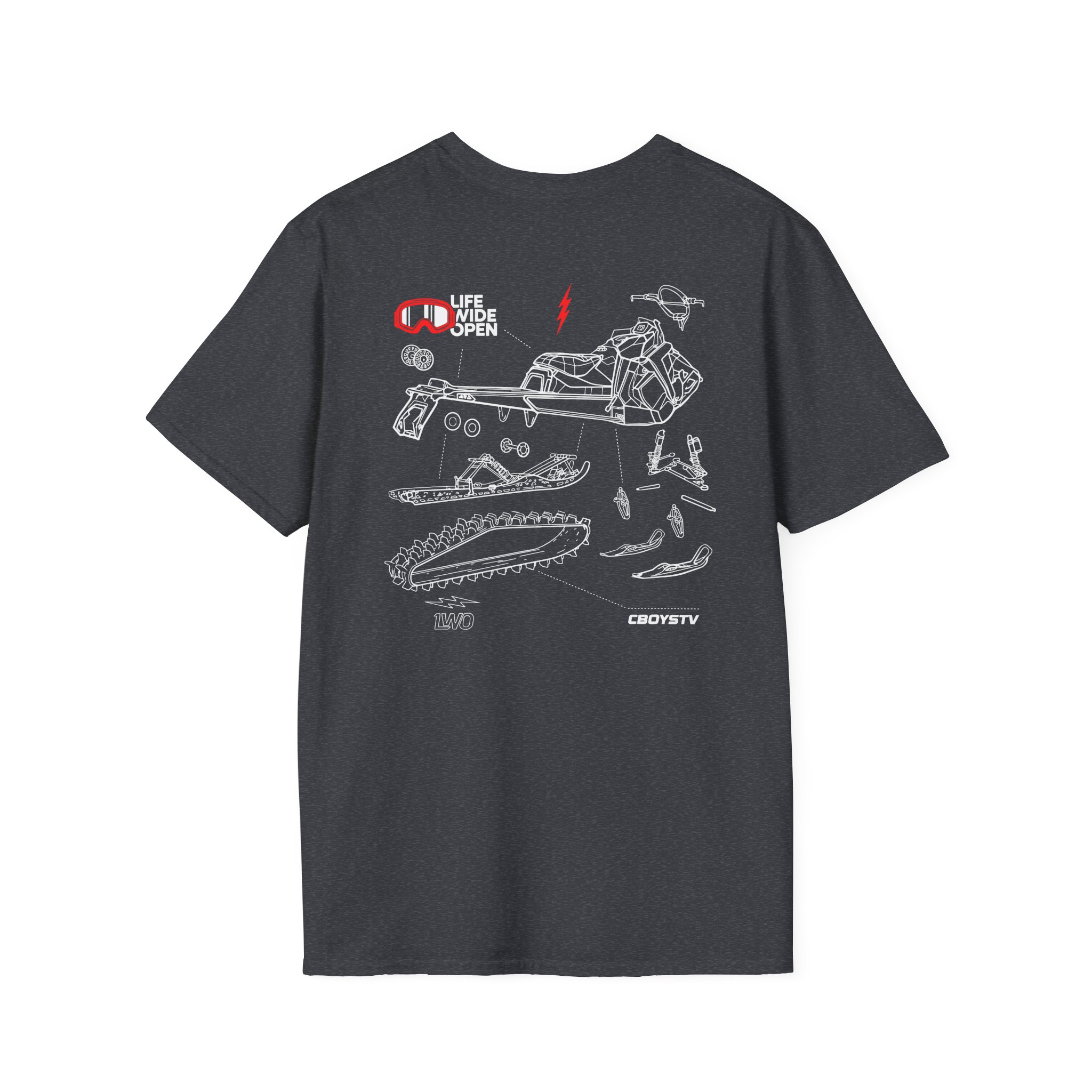 Cboystv Snowmobile Blowup Unisex Softstyle T-Shirt - Image 16