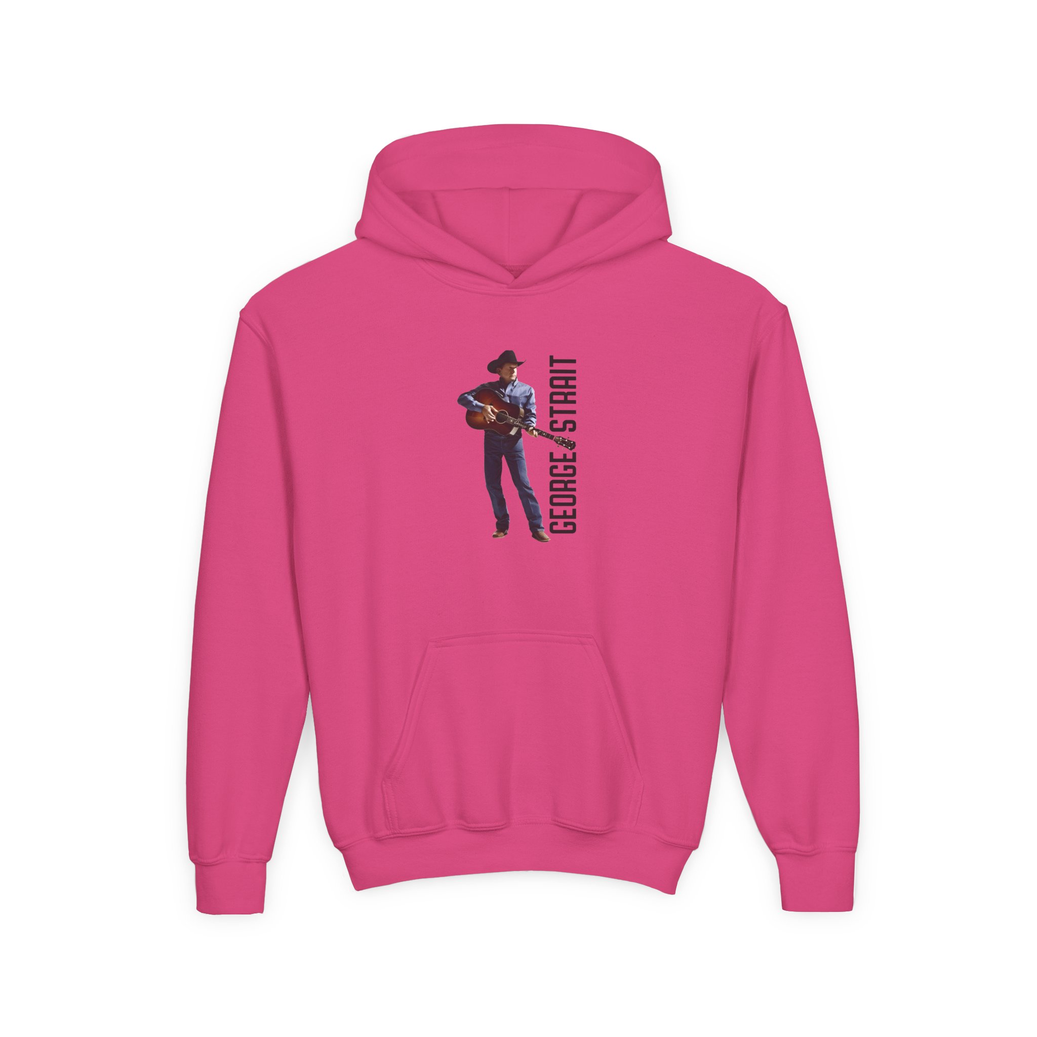 George Strait Heather Denim Silhouette Youth Heavy Blend Hooded Sweatshirt - Image 9
