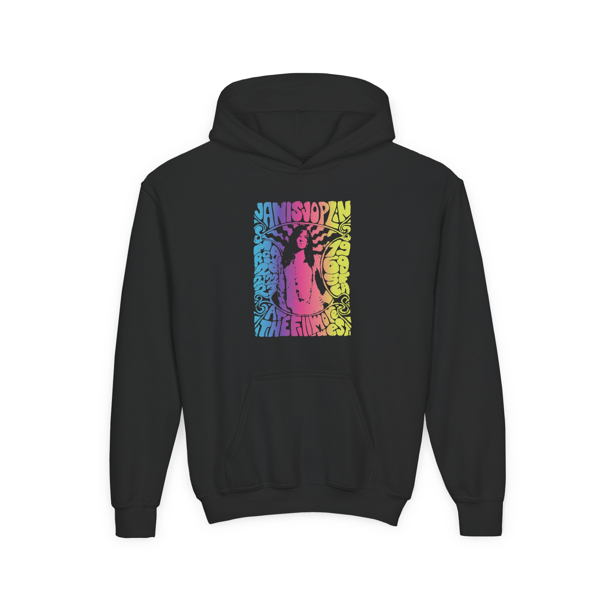 Janis Joplin at the Filmore Youth Heavy Blend Hooded Sweatshirt