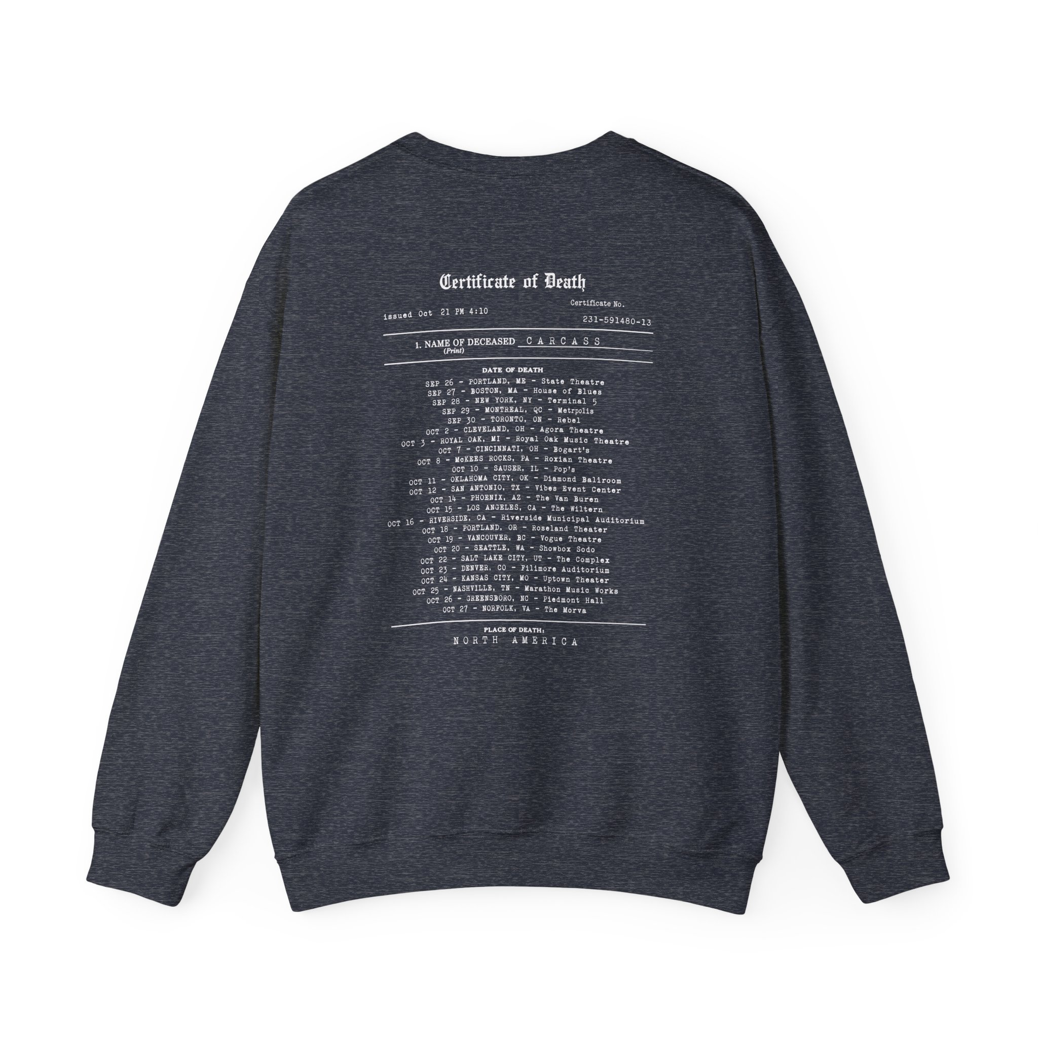 Carcass Certificate of Death Unisex Heavy Blend™ Crewneck Sweatshirt - Image 6