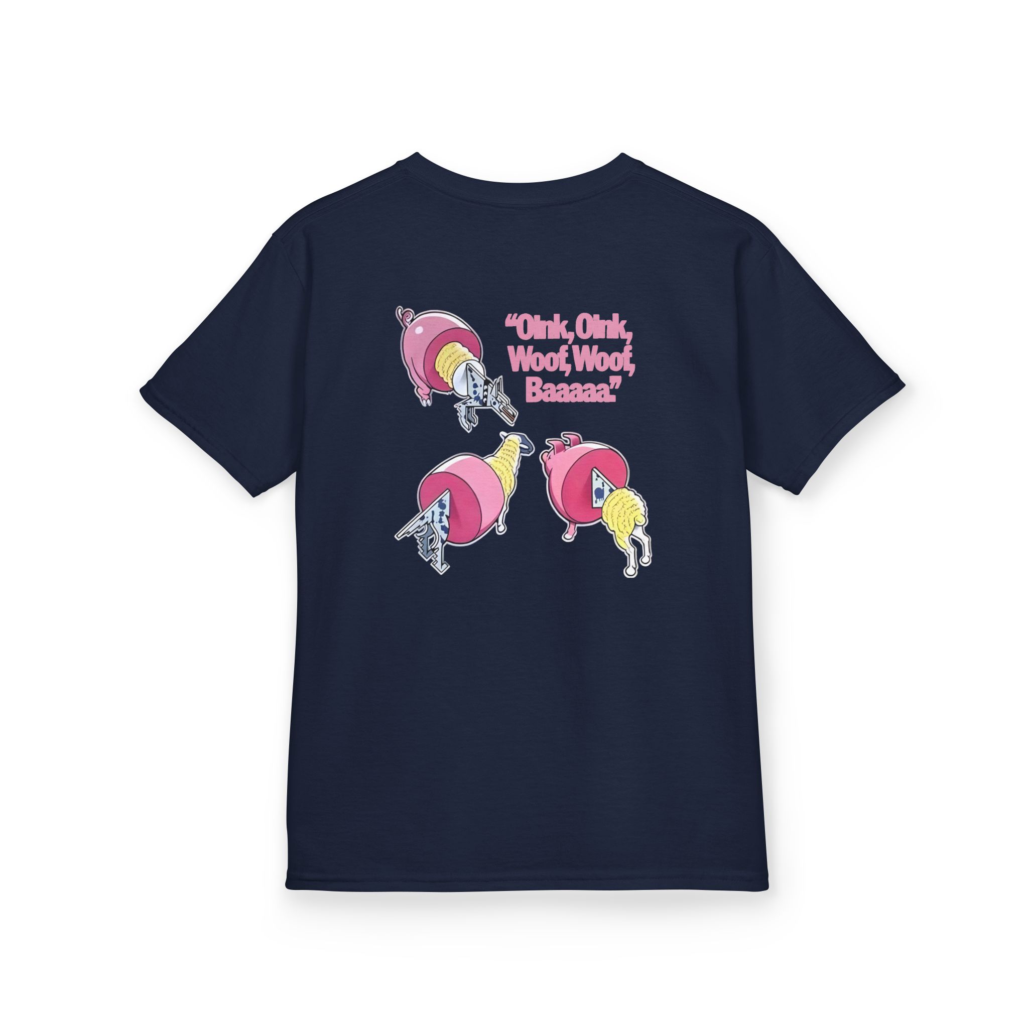 Pink Floyd Animals Oink Oink Kids Pink Retro Cartoon Graphic Tee - Image 12