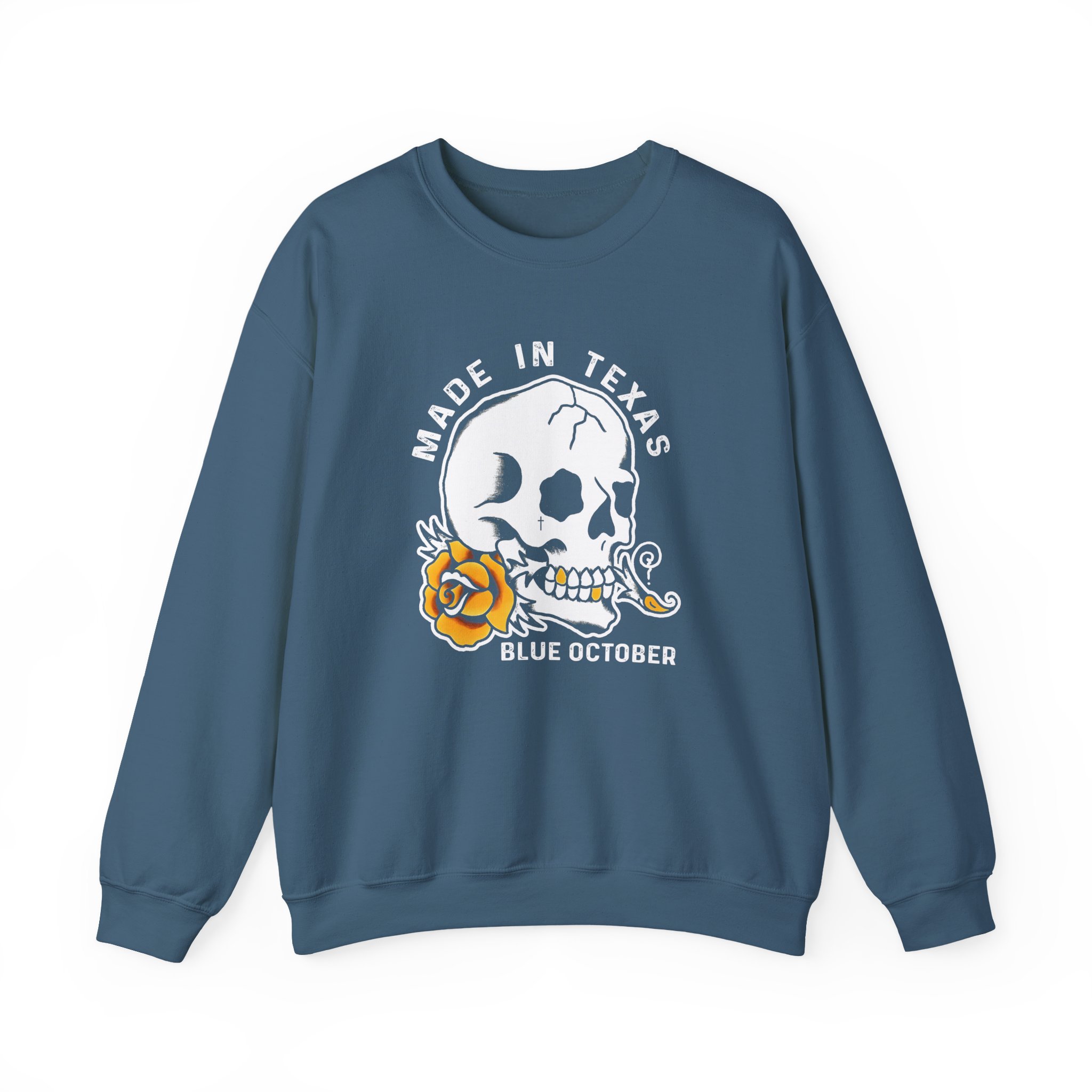 Blue October Skull Rose Unisex Heavy Blend™ Crewneck Sweatshirt - Image 13