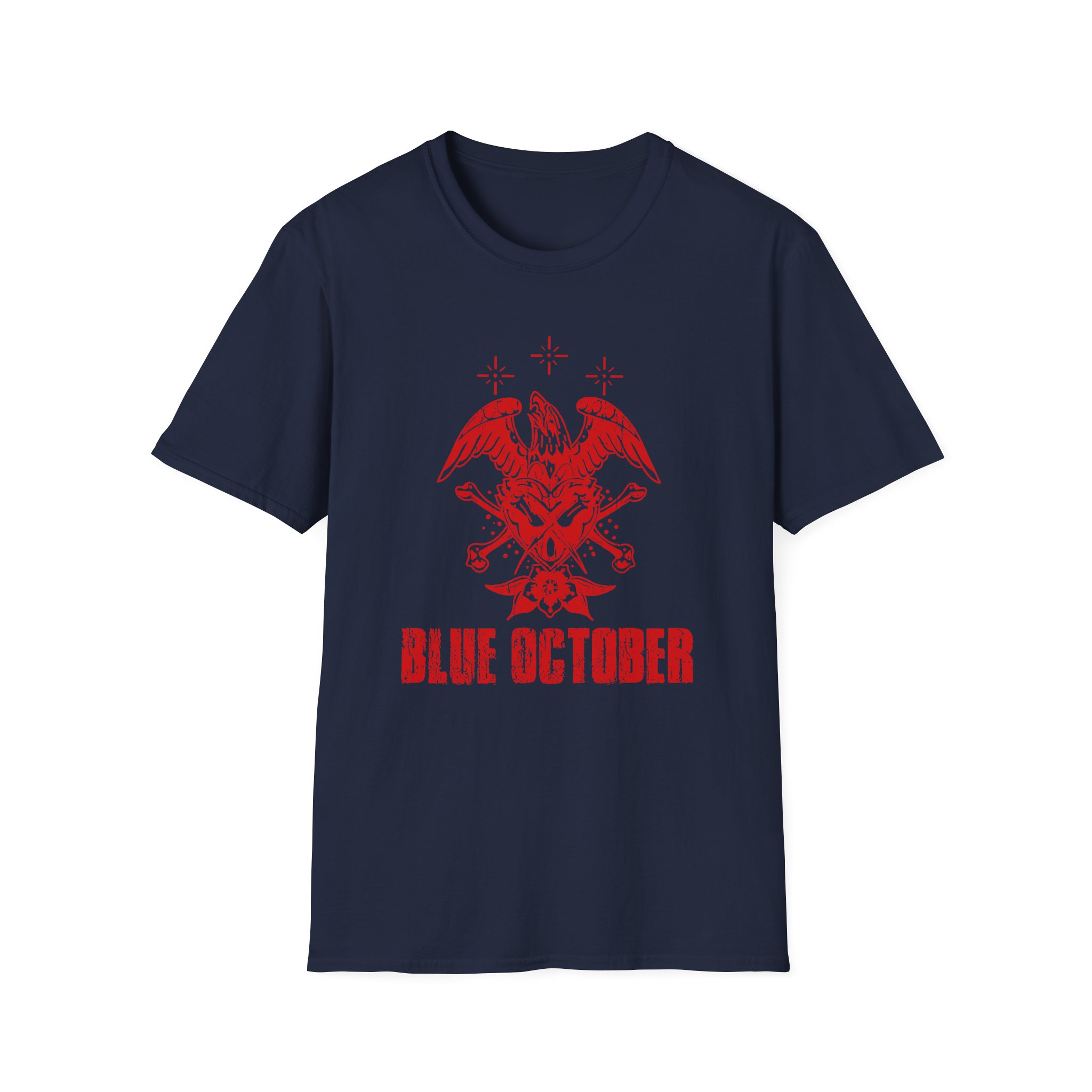 Blue October Heart Eagle Splatter Unisex Softstyle T-Shirt - Image 7