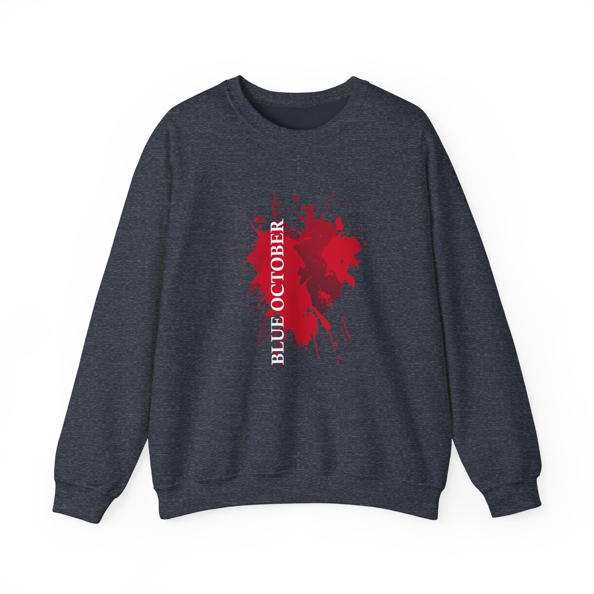 Blue October Splatter Heart Unisex Heavy Blend™ Crewneck Sweatshirt - Image 5