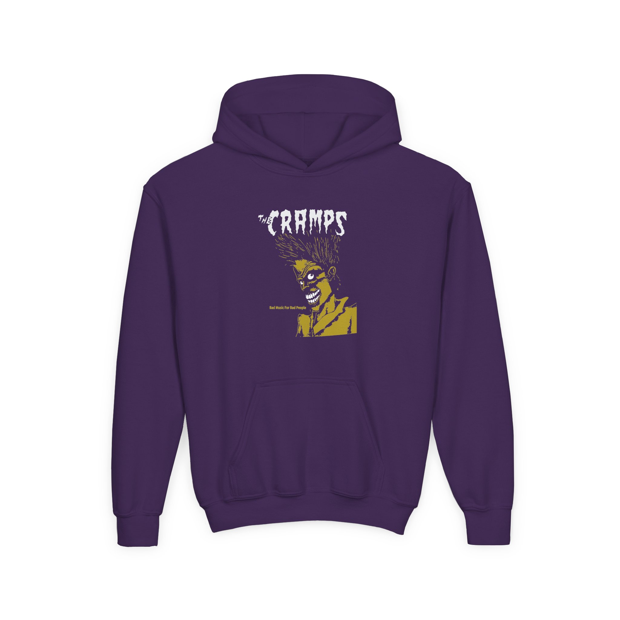 The Cramps Bad Music for Bad People Youth Heavy Blend Hooded Sweatshirt - Image 7