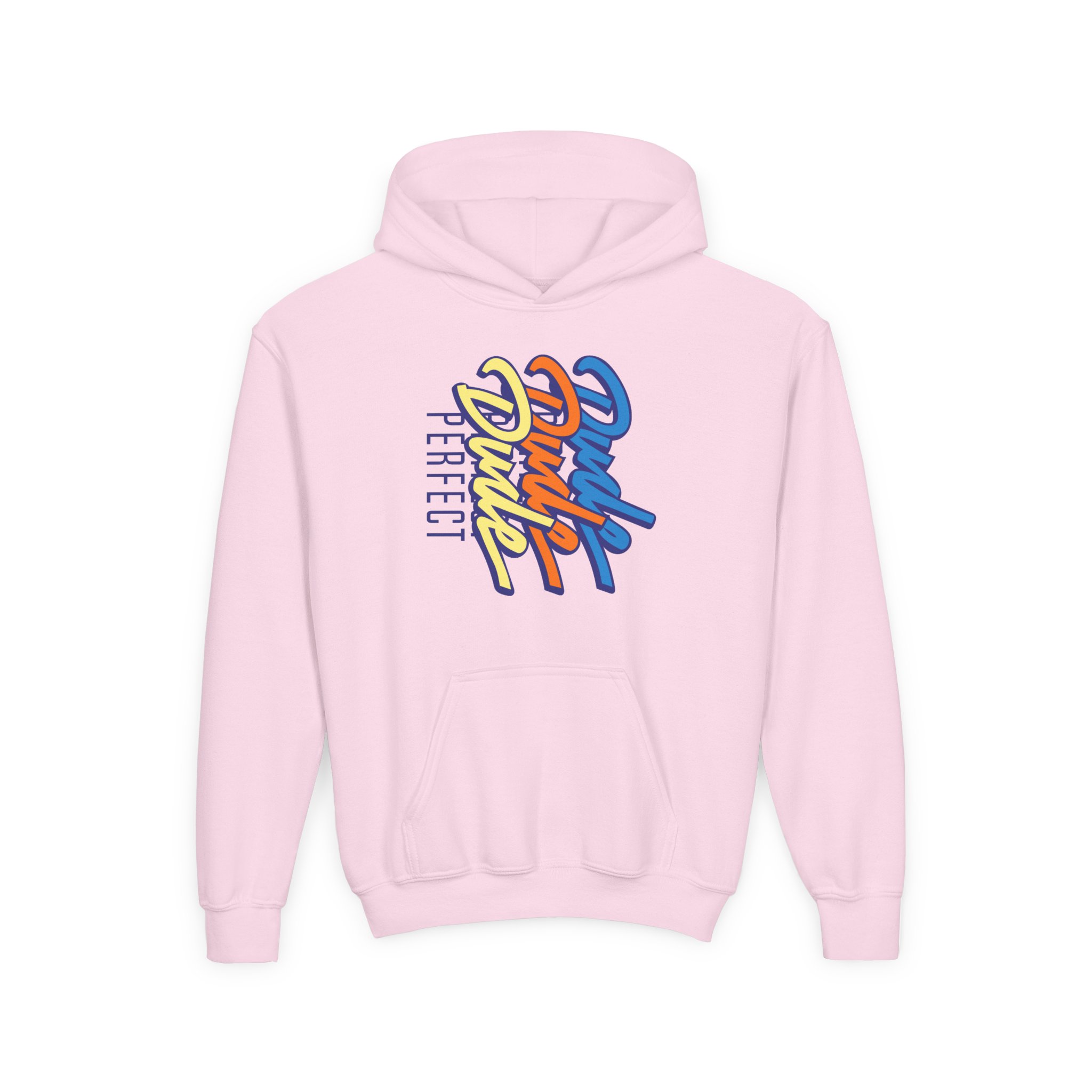 Dude Perfect Stacked Script Youth Heavy Blend Hooded Sweatshirt