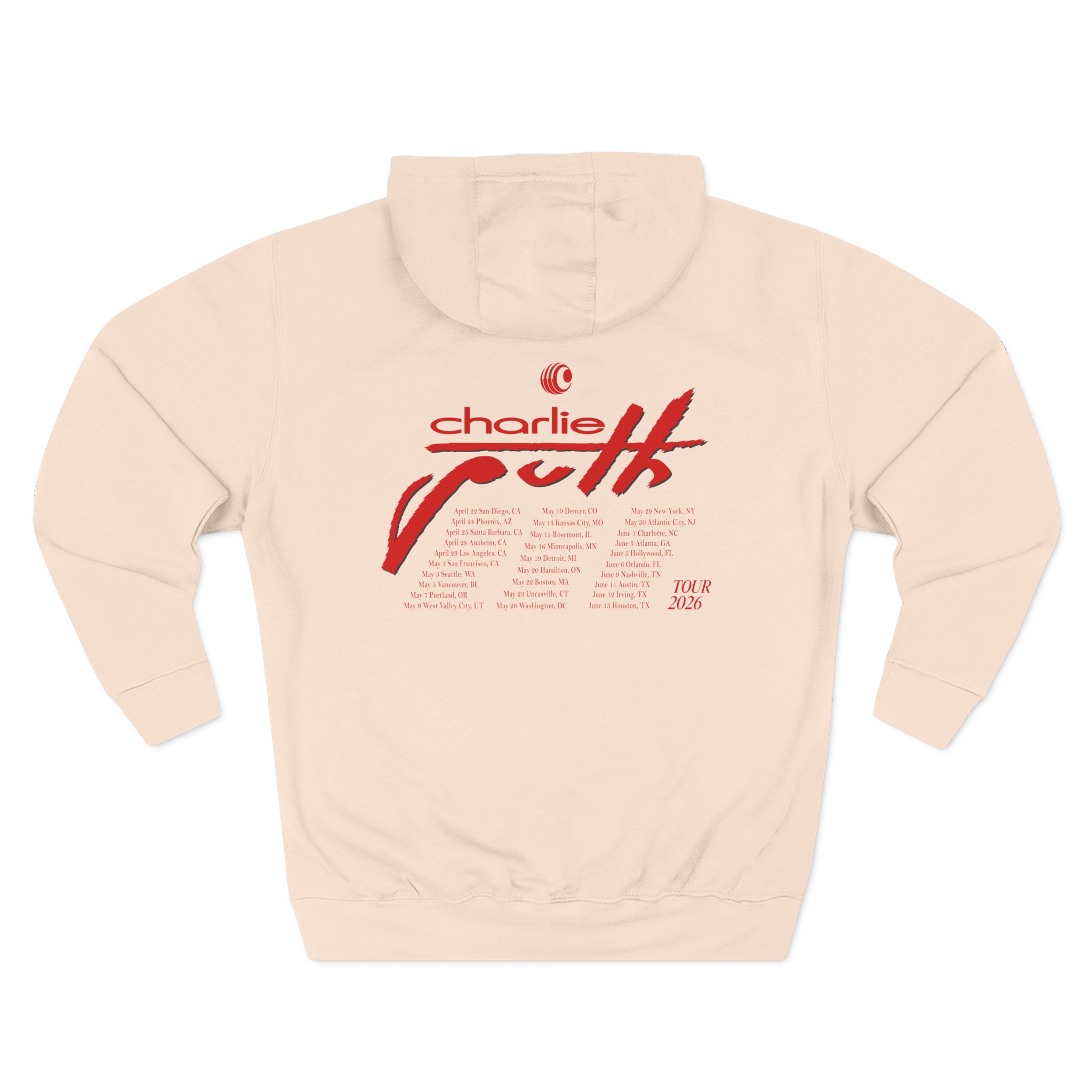 Charlie Puth Charlie Puth 2026 Tour Three-Panel Fleece Hoodie - Image 6