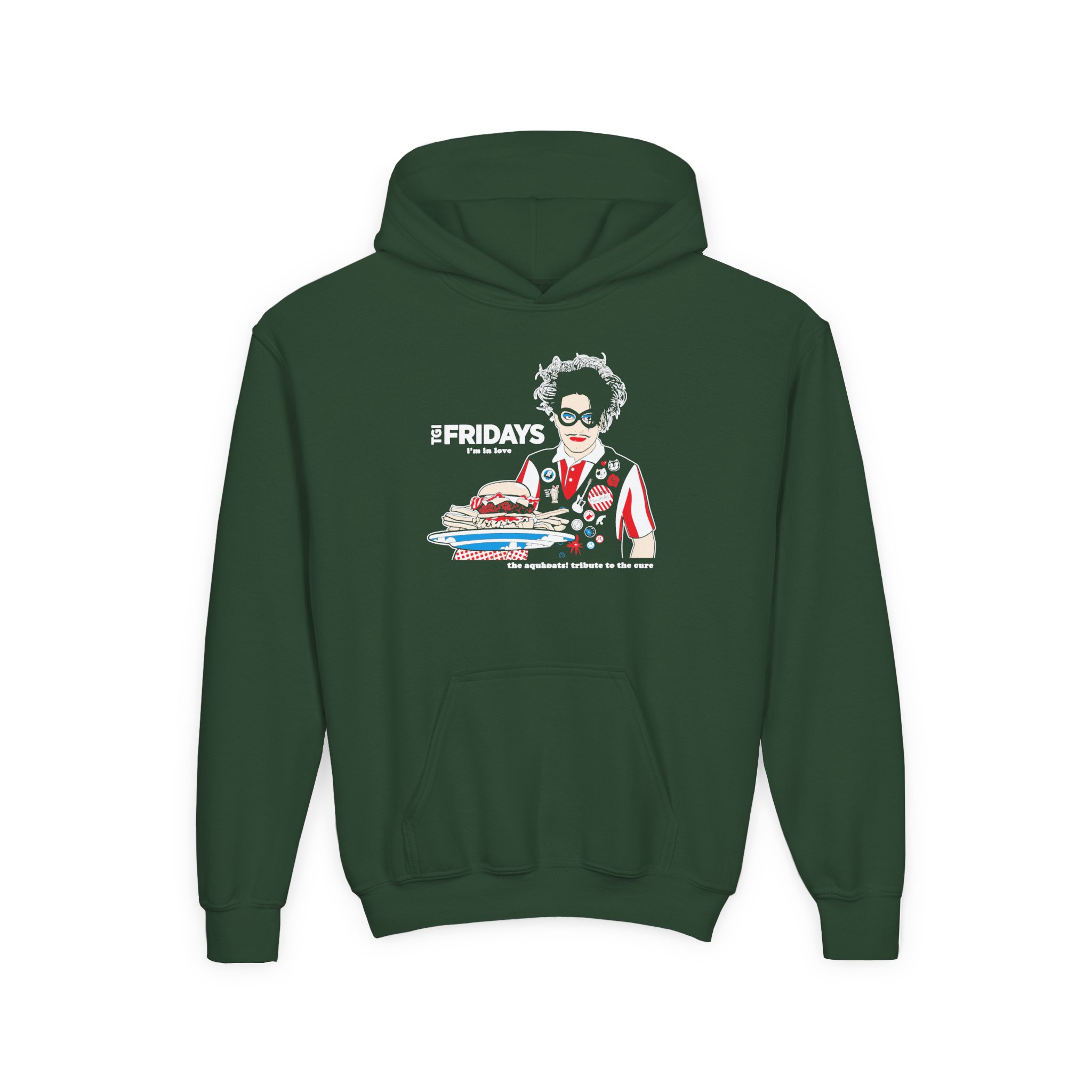 The Aquabats! TGI Fridays I’m In Love Tribute To The Cure Youth Heavy Blend Hooded Sweatshirt - Image 3