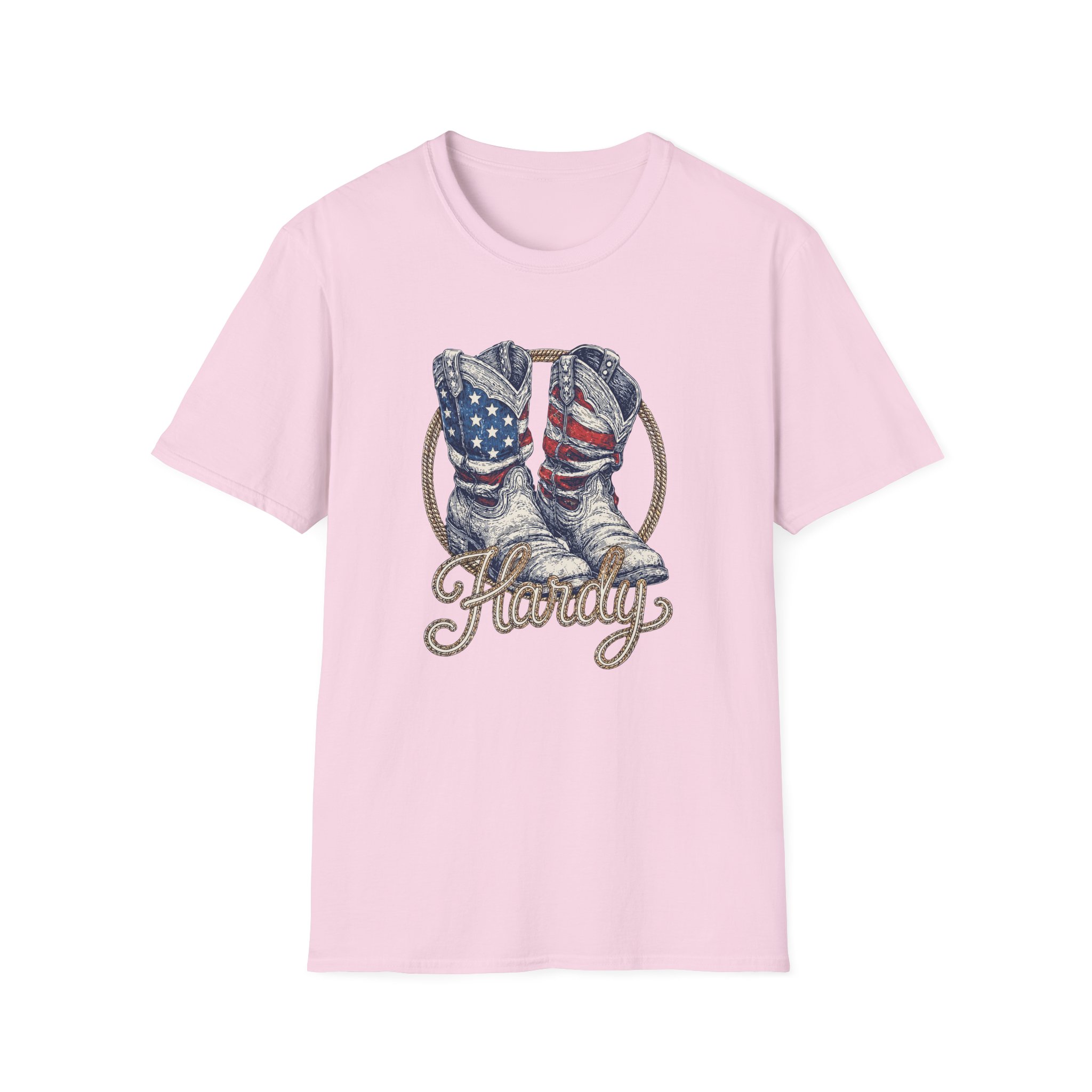 Hd Boots Americana Ringer Unisex Softstyle T-Shirt - Image 25