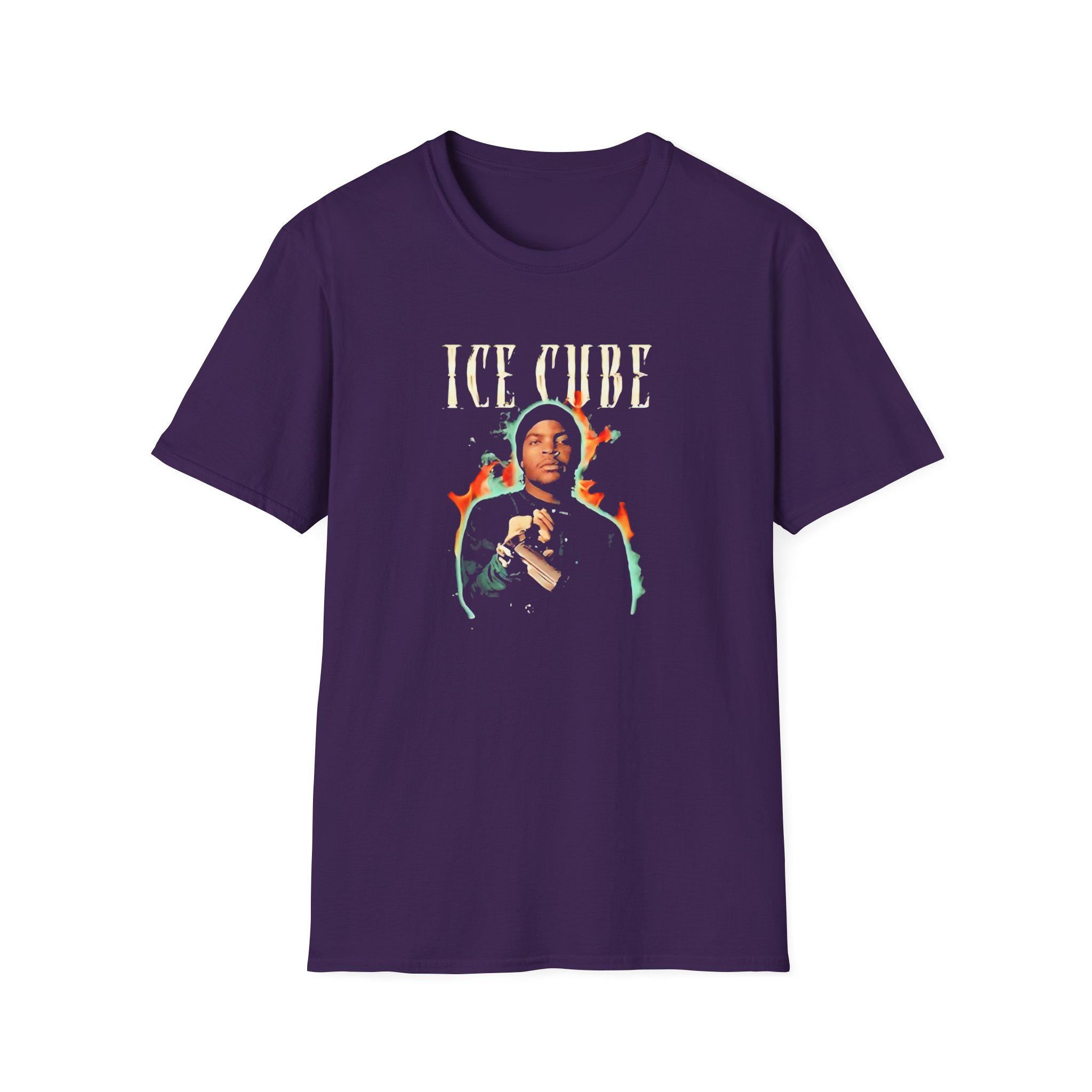 Ice Cube Chrome Flames Unisex Softstyle T-Shirt - Image 25