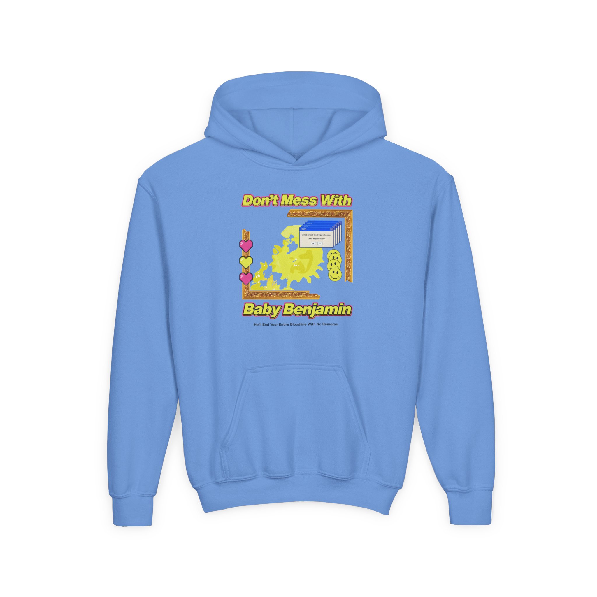 Garrett Watts Don't Mess With Baby Benjamin Youth Heavy Blend Hooded Sweatshirt - Image 11