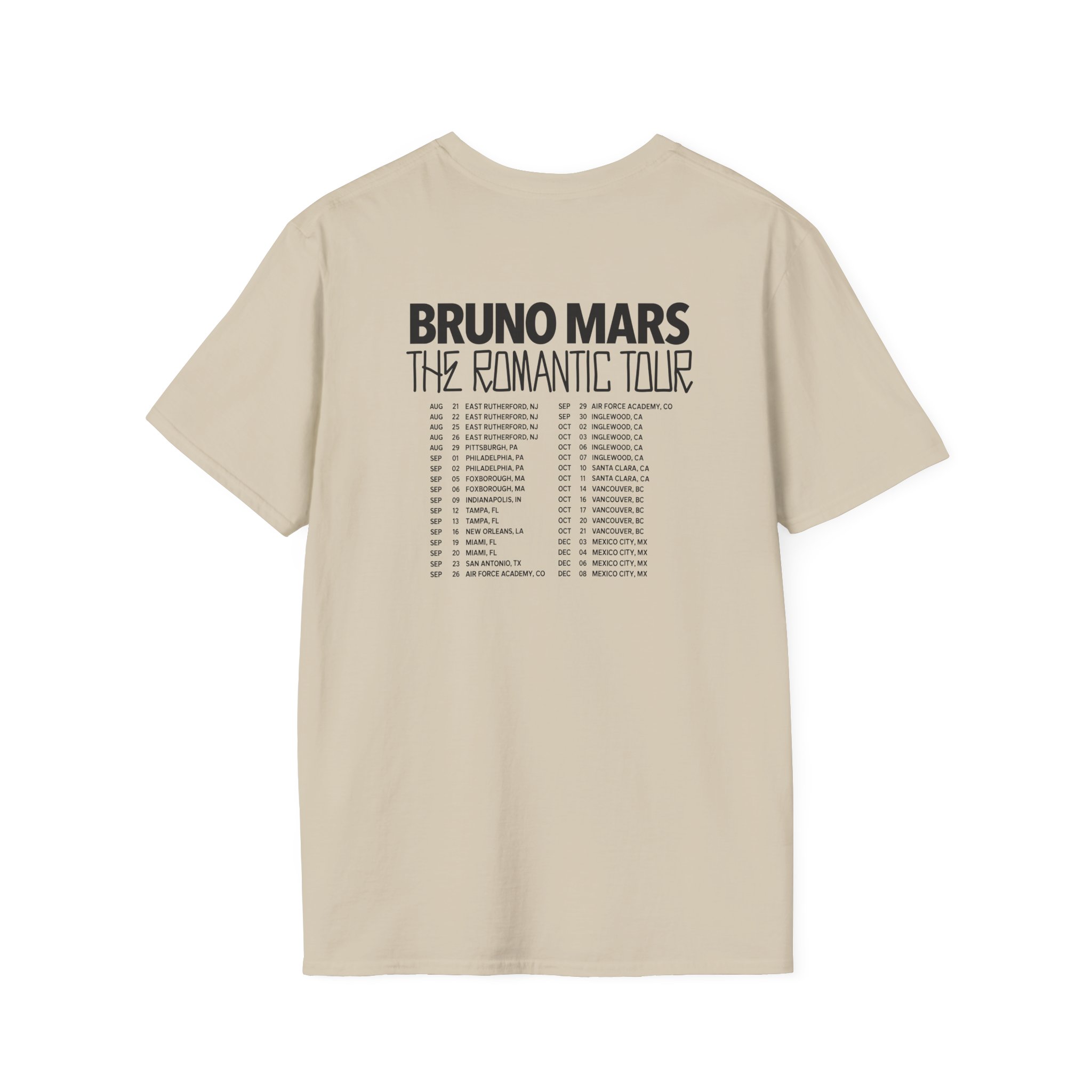 Bruno Mars the Romantic Tour Unisex Softstyle T-Shirt - Image 4