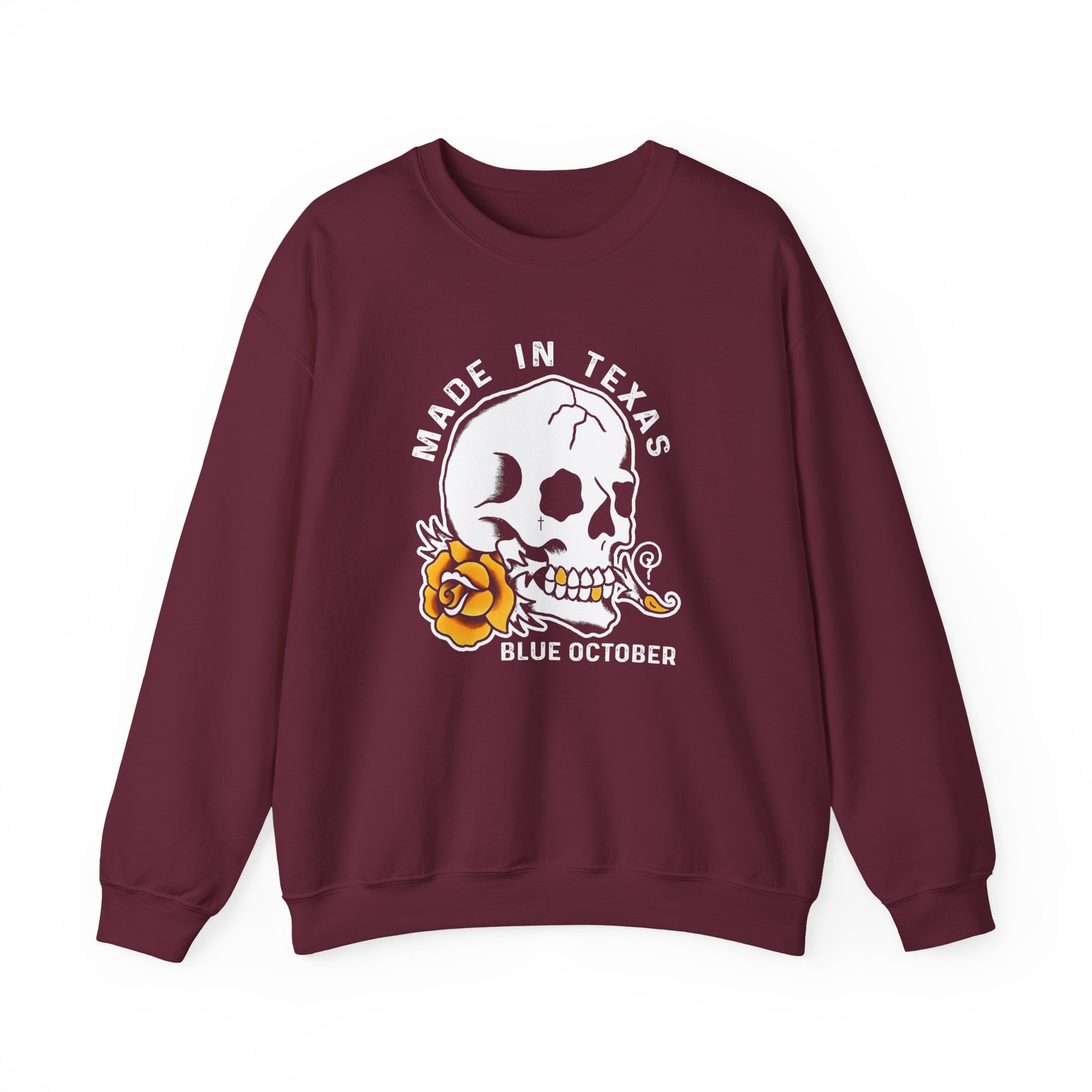Blue October Skull Rose Unisex Heavy Blend™ Crewneck Sweatshirt - Image 3