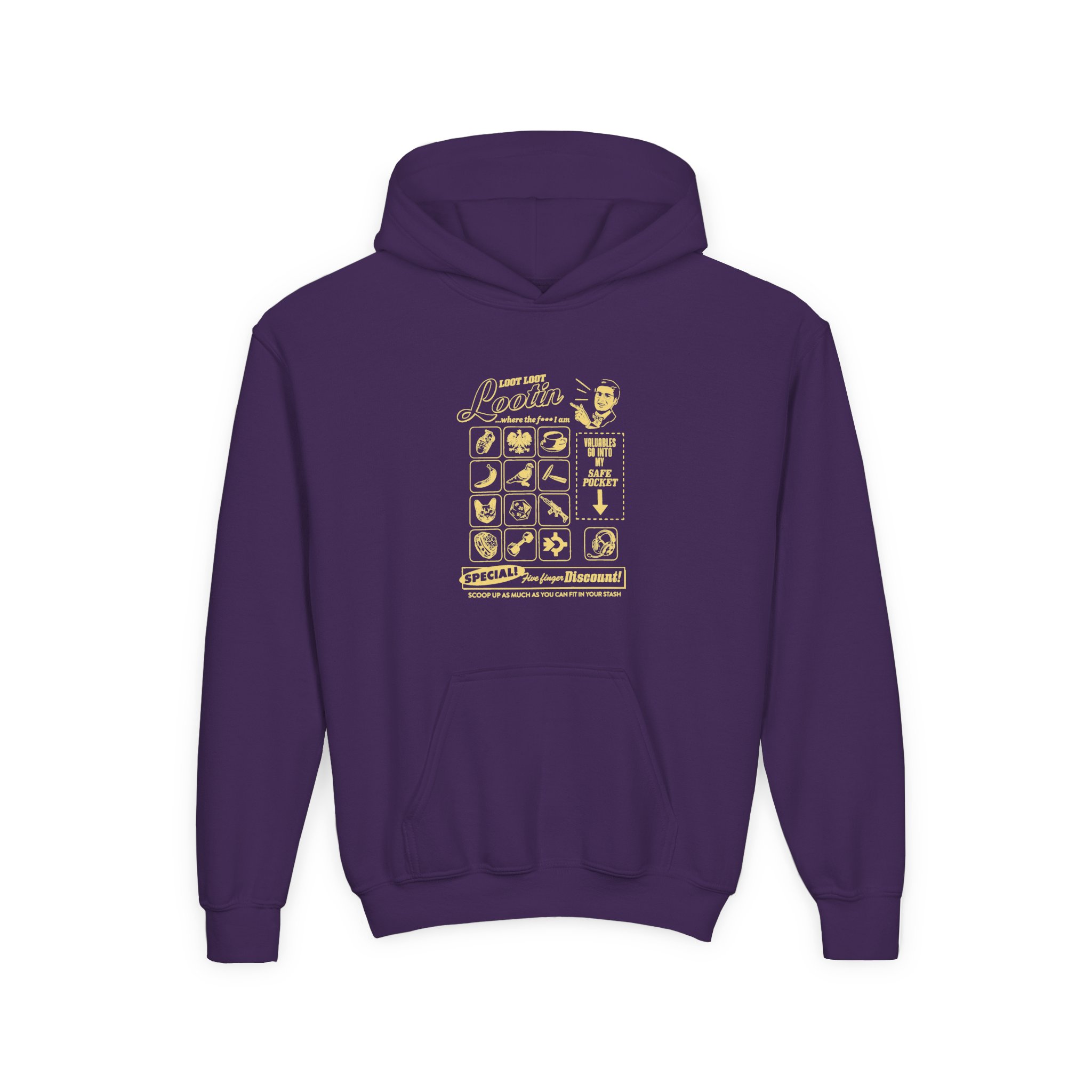 Shroud Loot Loot Youth Heavy Blend Hooded Sweatshirt - Image 7