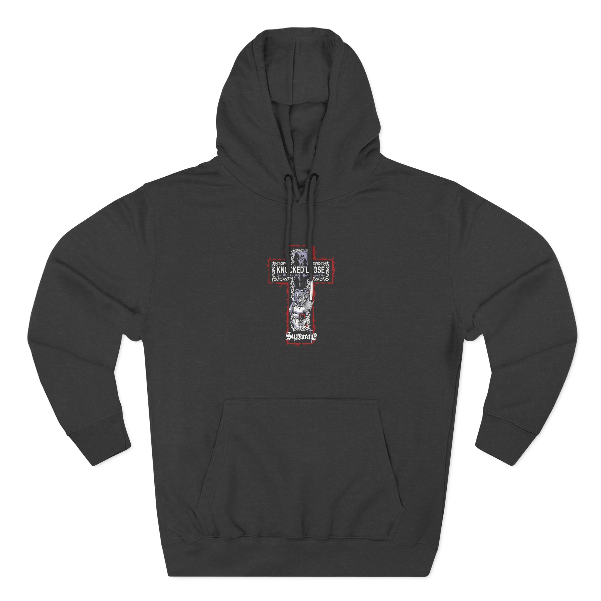 Knocked Loose Girl Knife Suffocate Three-Panel Fleece Hoodie - Image 3