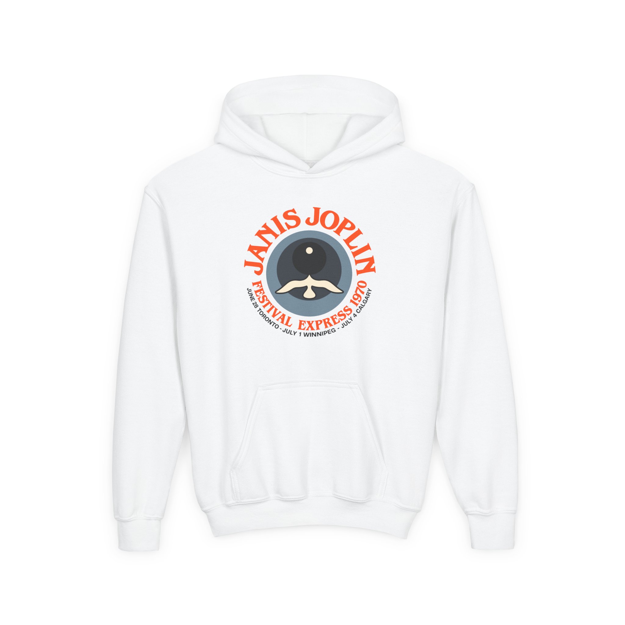 Janis Joplin Festival Express 1970 Youth Heavy Blend Hooded Sweatshirt