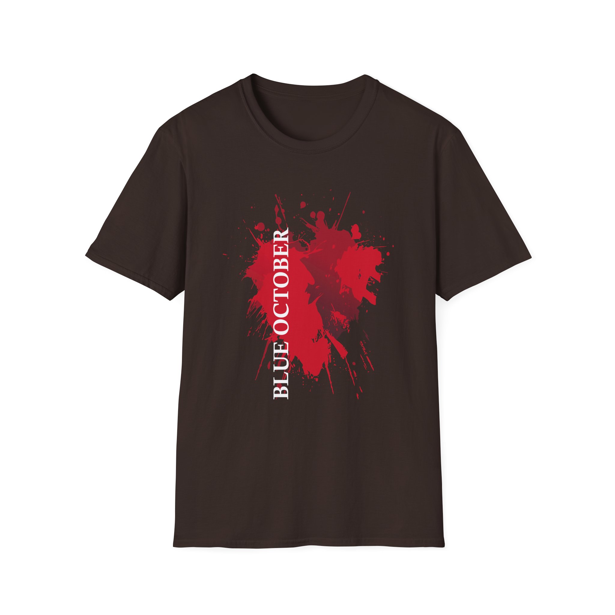 Blue October Splatter Heart Unisex Softstyle T-Shirt - Image 3