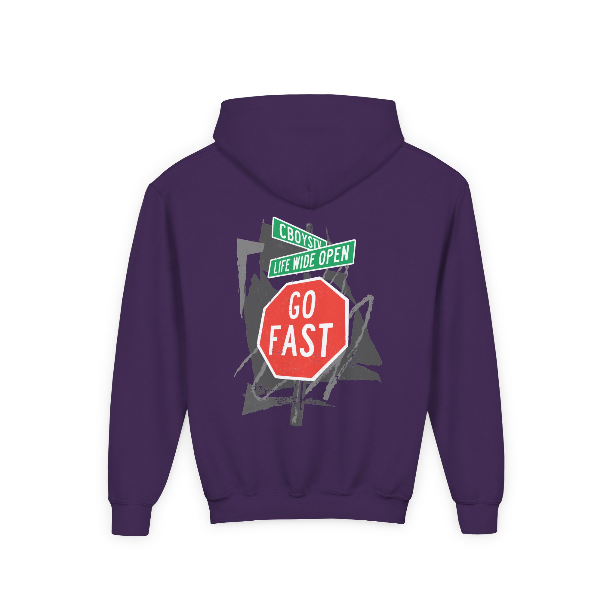 Cboystv Street Sign Youth Heavy Blend Hooded Sweatshirt - Image 10