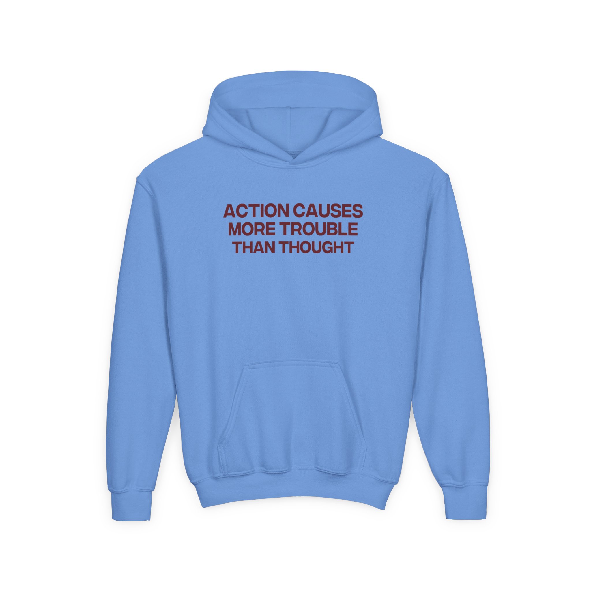 Jenny Holzer Action Causes More Trouble Than Thought Youth Heavy Blend Hooded Sweatshirt - Image 5