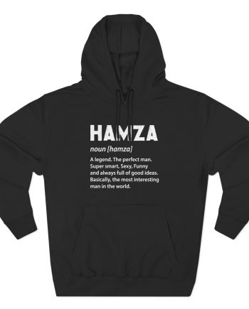 Hamza Name Three-Panel Fleece Hoodie