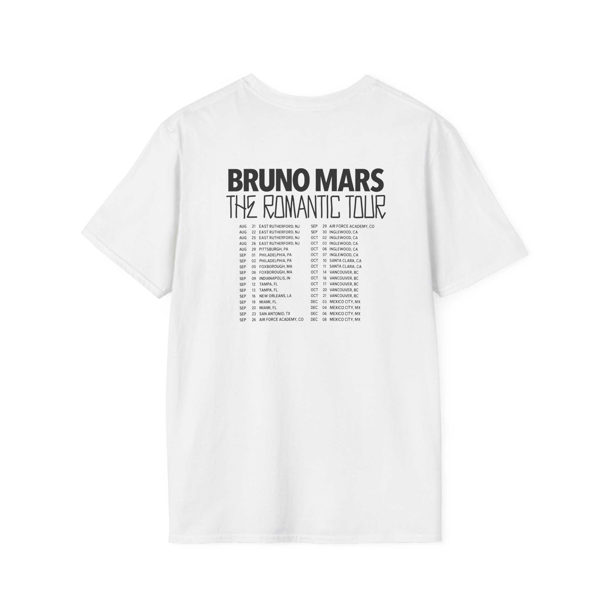 Bruno Mars the Romantic Tour Unisex Softstyle T-Shirt - Image 2