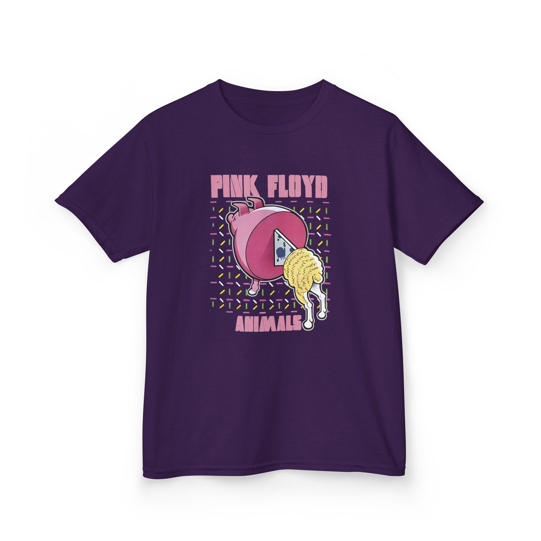 Pink Floyd Animals Oink Oink Kids Pink Retro Cartoon Graphic Tee - Image 15